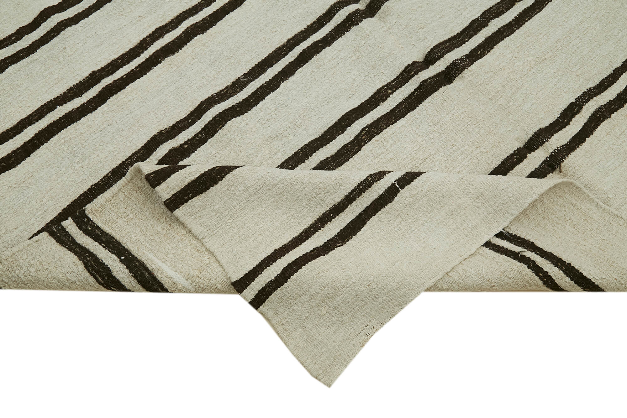 Handmade Hemp Rug – Kendir Beige Geometric Area Rug 6'2'' x 14'5'' with Soft Cotton Blend