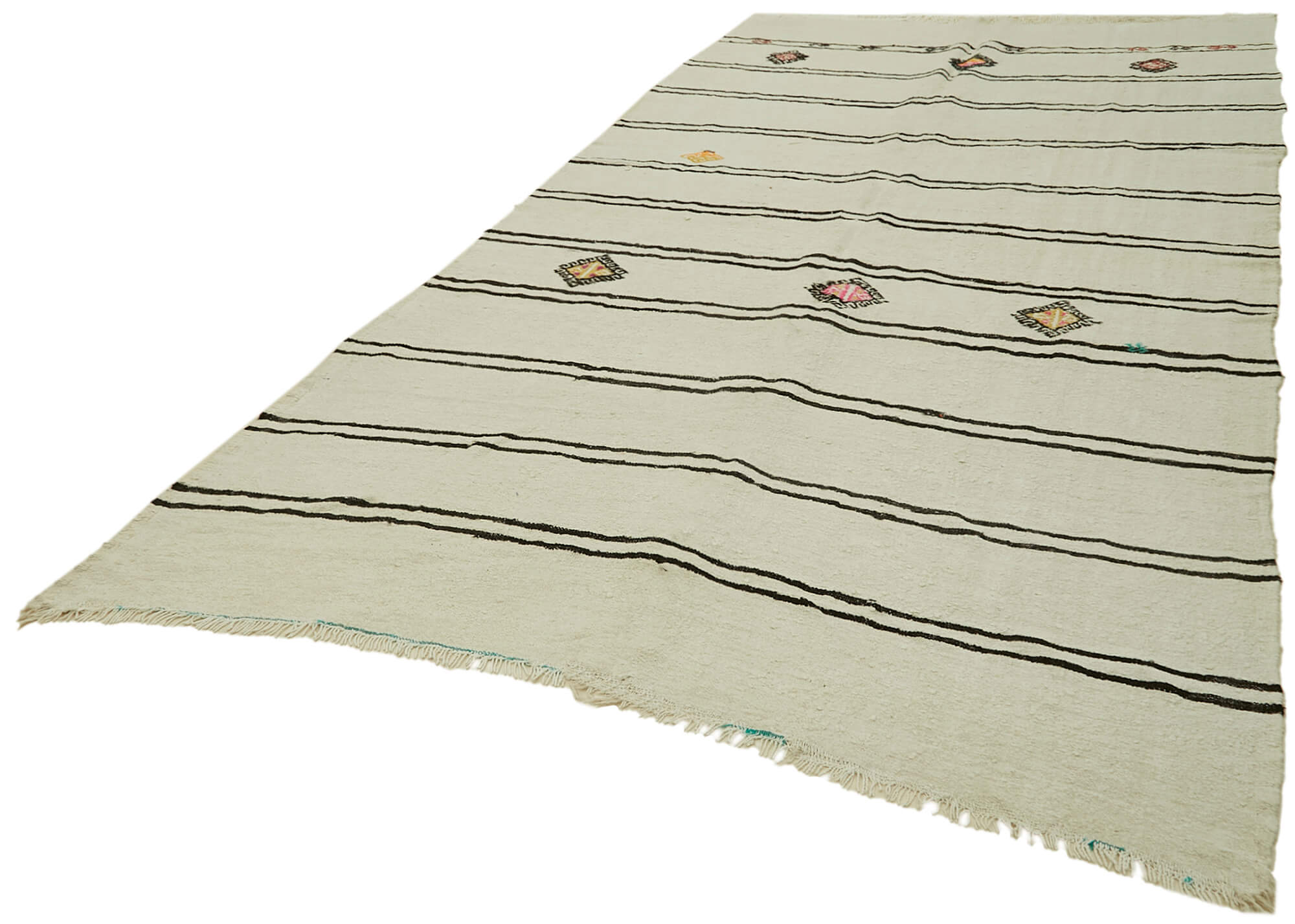 Handmade Hemp Rug – Beige Wool Carpet With Modern Geometric Design 6'7''x11'10''
