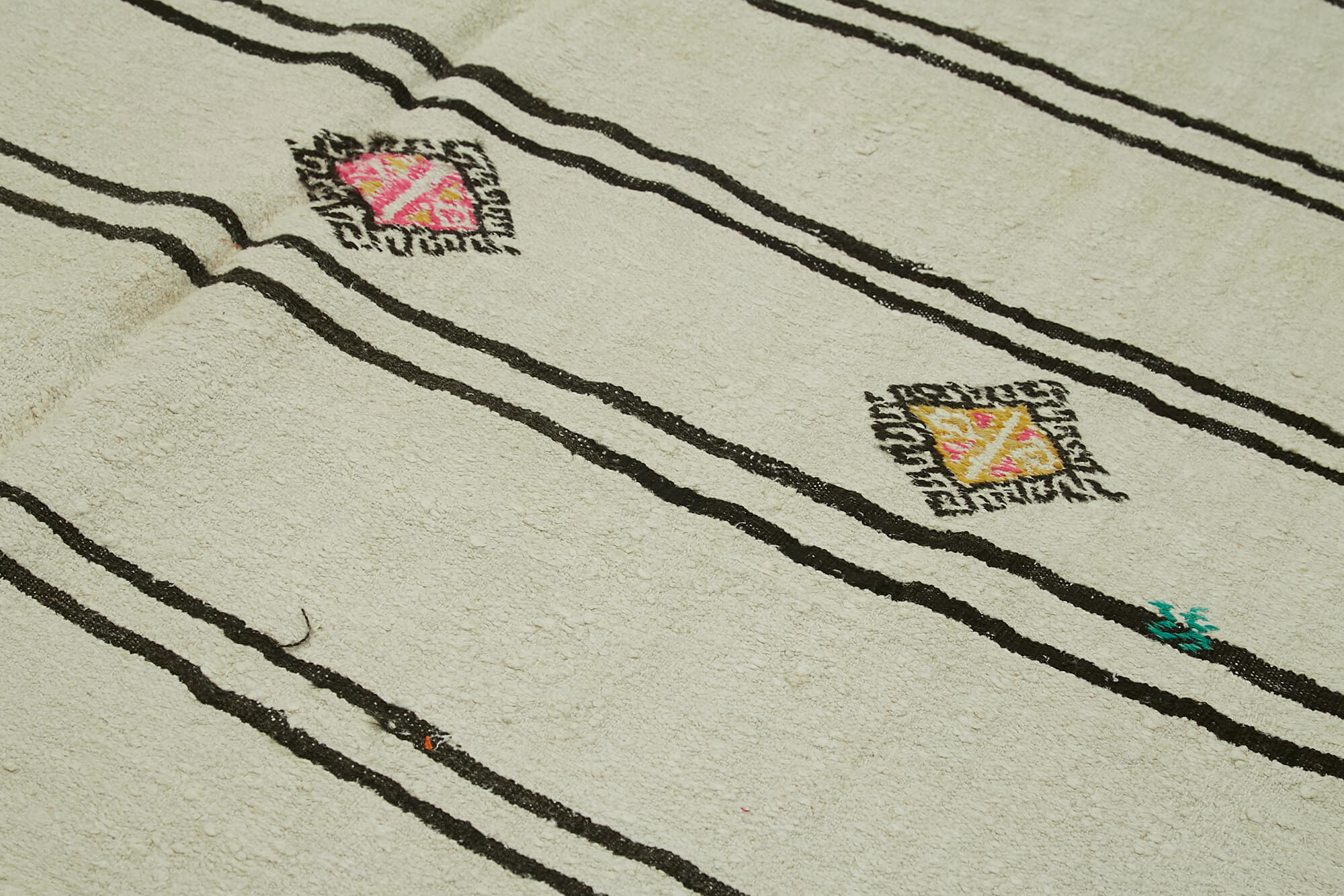 Handmade Hemp Rug – Beige Wool Carpet With Modern Geometric Design 6'7''x11'10''