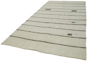 Handmade Hemp Rug | Vintage Handwoven Rug with Soft Textured Carpet – Beige Geometric Area Rug