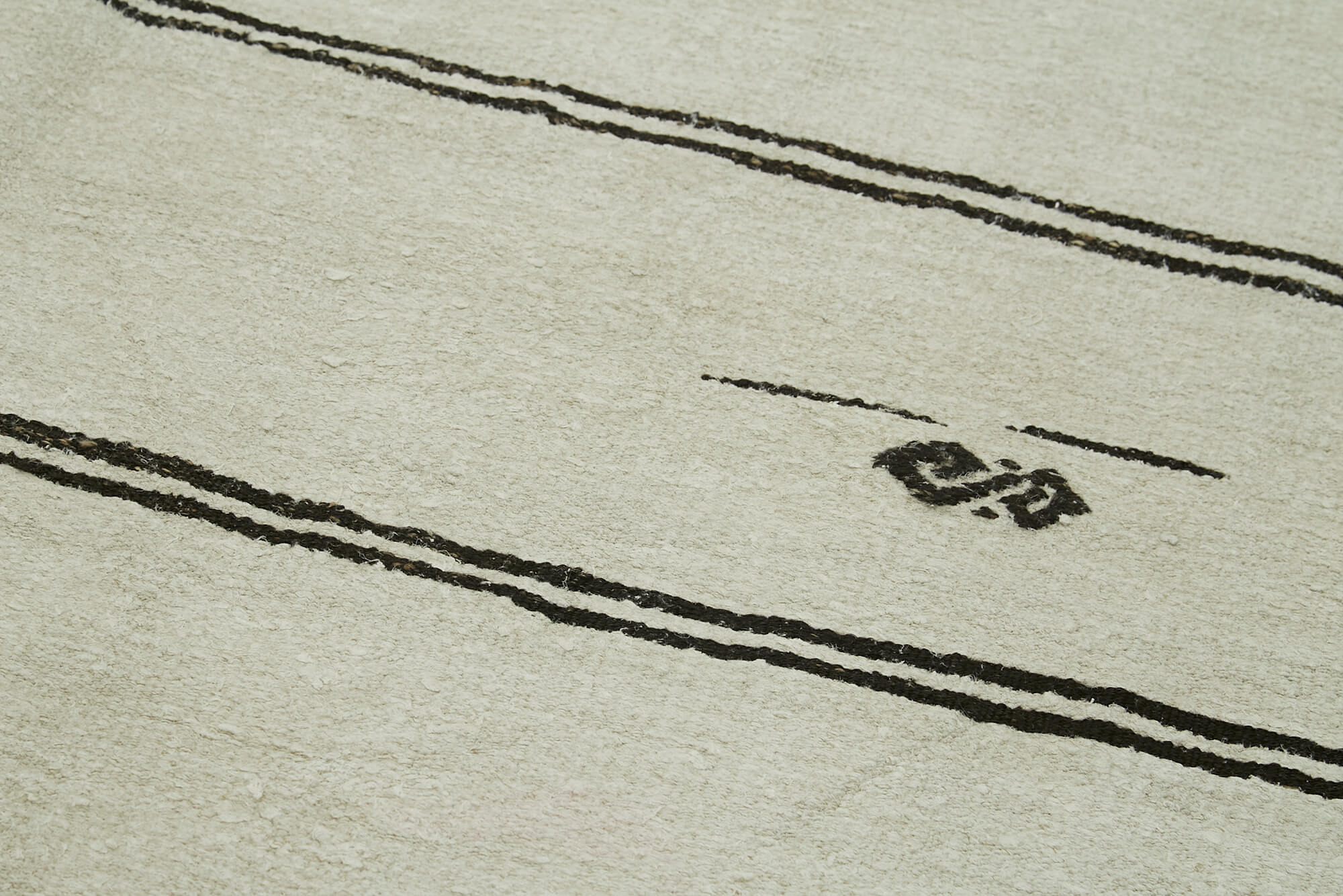 Handmade Hemp Rug | Vintage Handwoven Rug with Soft Textured Carpet – Beige Geometric Area Rug