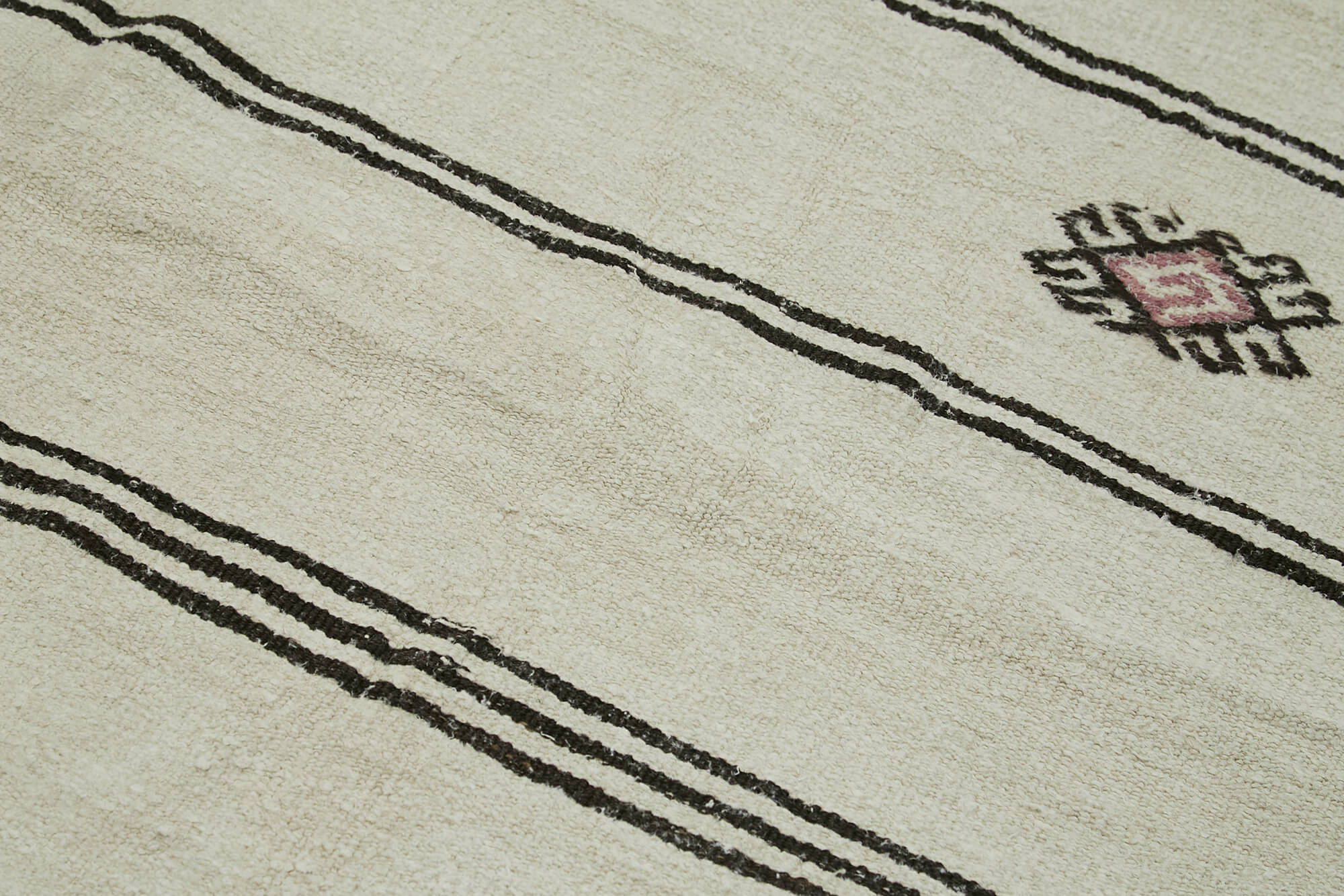 Handmade Hemp Rug - Beige Geometric Area Rug | Turkish Handwoven Durable Floor Covering