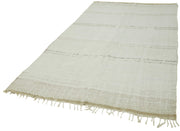 Handmade Hemp Rug – White Geometric Area Rug | Vintage Turkish Carpet 5'4''x8'2''