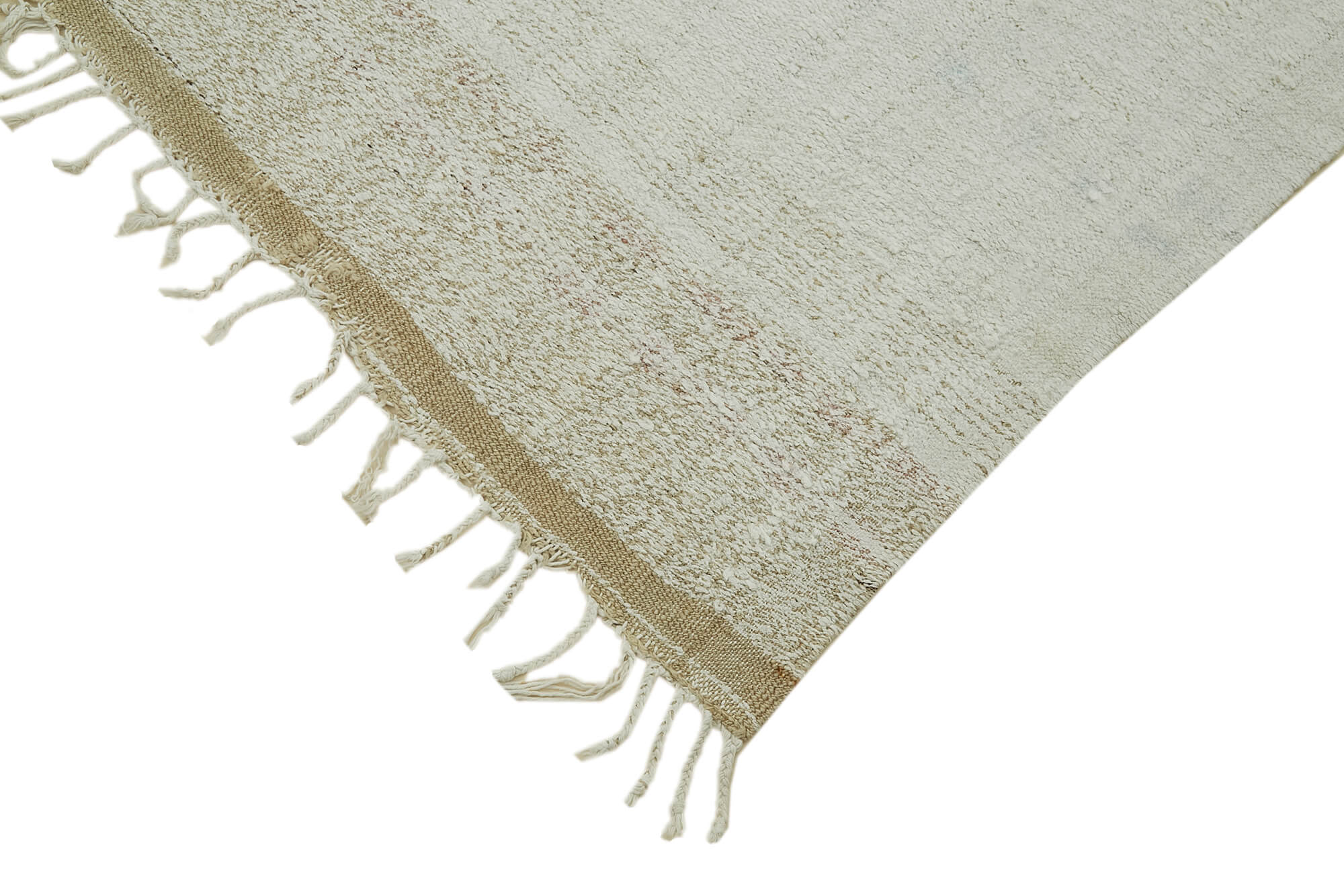 Handmade Hemp Rug – White Geometric Area Rug | Vintage Turkish Carpet 5'4''x8'2''