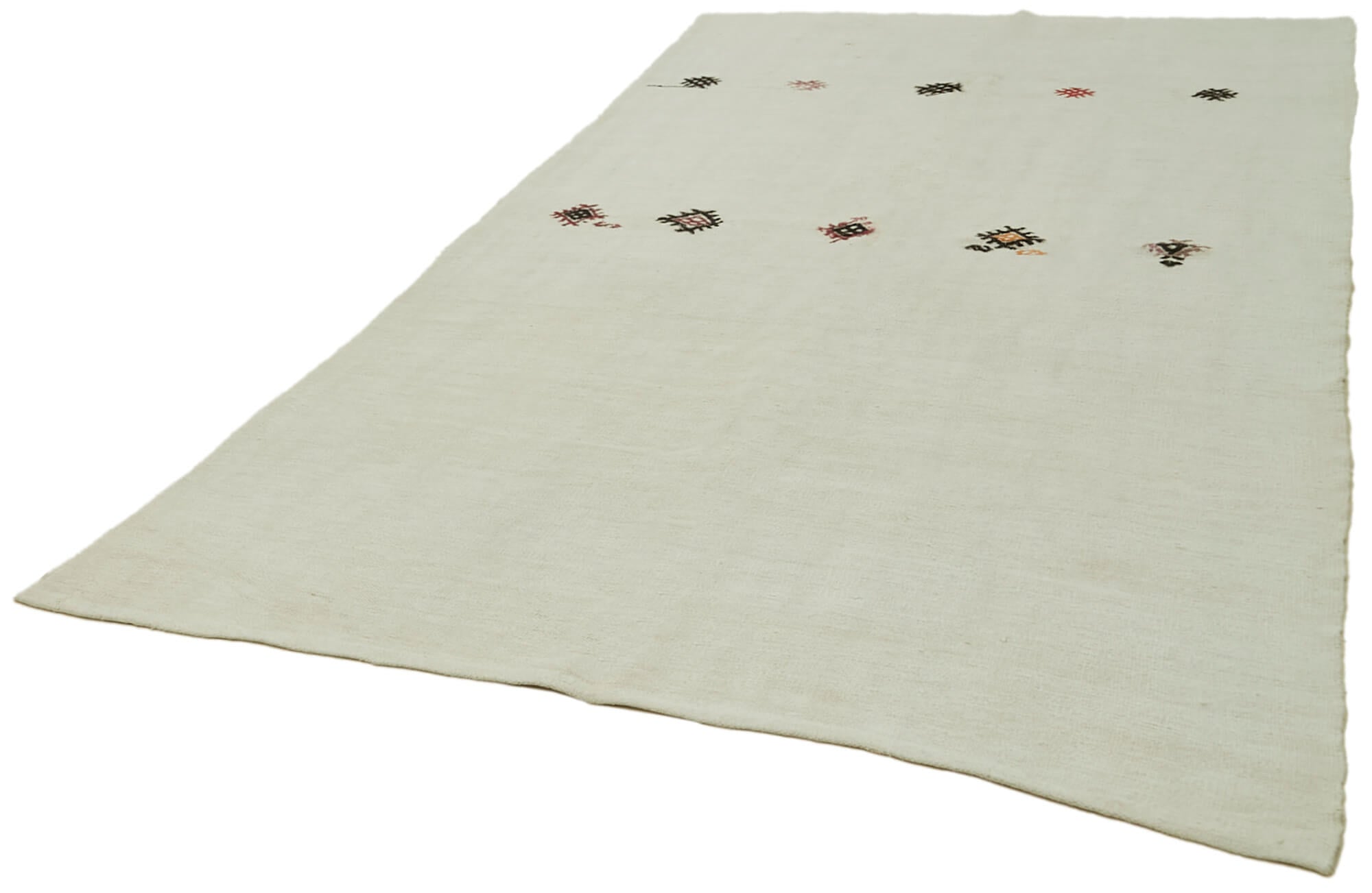 Handmade Hemp Rug – White Geometric Area Rug | Durable Artisan Crafted Carpet 6'4''x10'4''