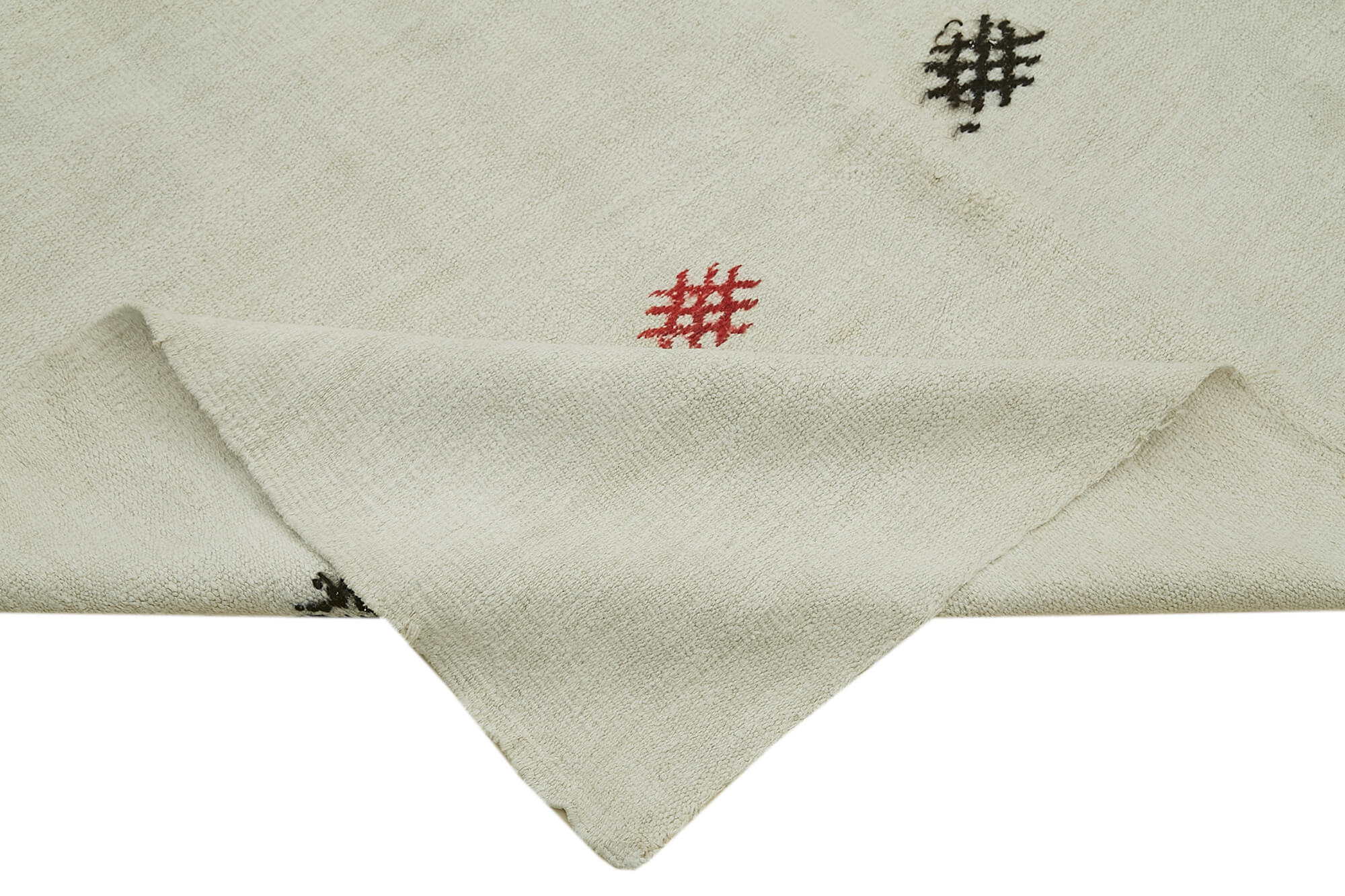 Handmade Hemp Rug – White Geometric Area Rug | Durable Artisan Crafted Carpet 6'4''x10'4''