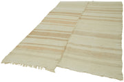 Handmade Hemp Rug – Beige Geometric Area Rug With Soft Wool Texture 5'10''x9'6''