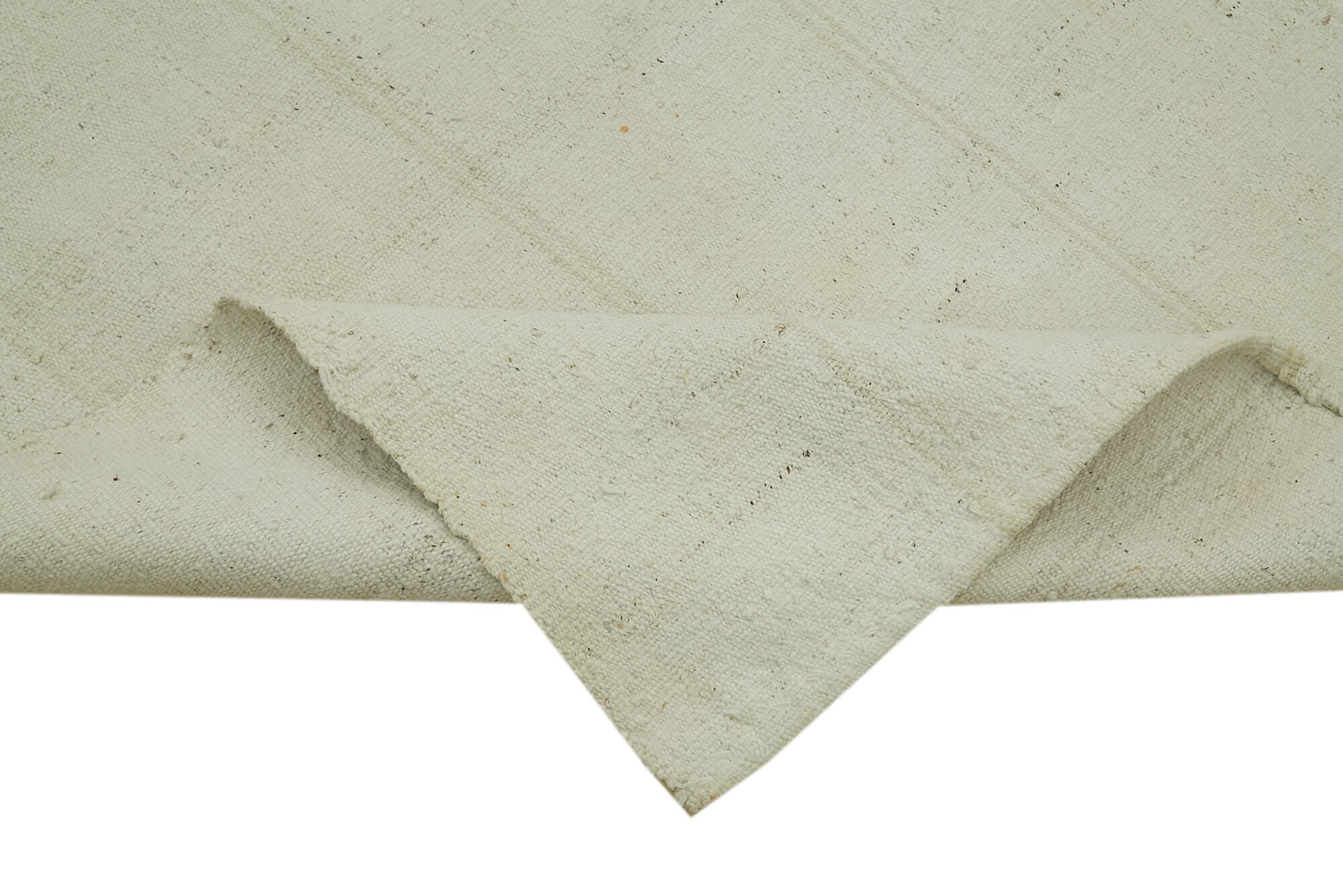 Handmade Hemp Rug – Beige Geometric Area Rug with Cotton Wool Blend 3'9''x9'7''