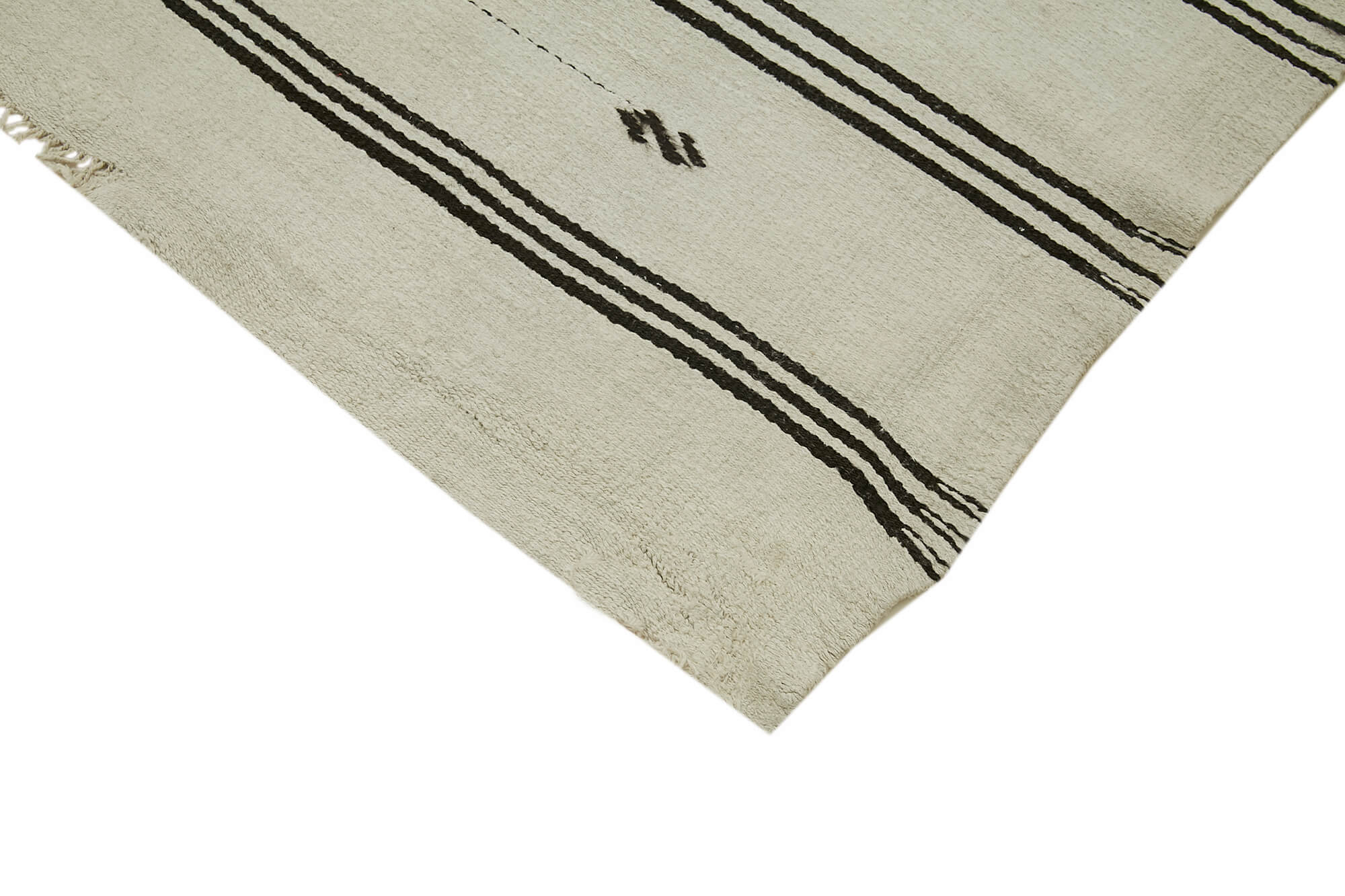 Handmade Hemp Rug - Kendir White Geometric Area Rug 5'3'' x 10'4'' Eco Friendly Home Decor