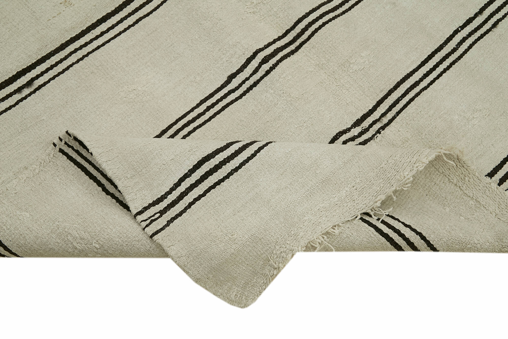 Handmade Hemp Rug - Kendir White Geometric Area Rug 5'3'' x 10'4'' Eco Friendly Home Decor