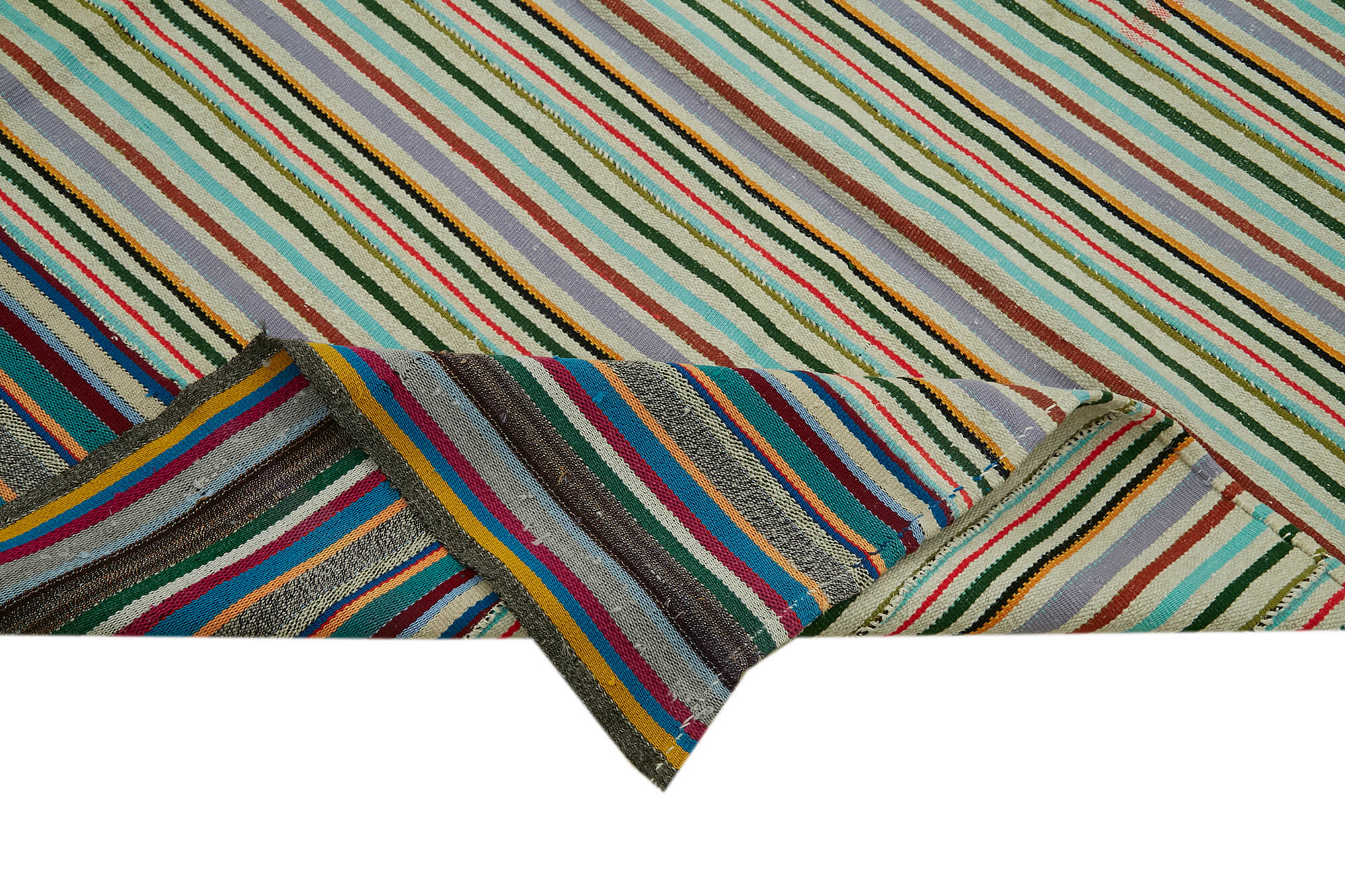 Handmade Hemp Rug – White Geometric Area Rug with Cotton Wool Blend, Durable Eco Friendly Flooring 5'6'' x 8'4''