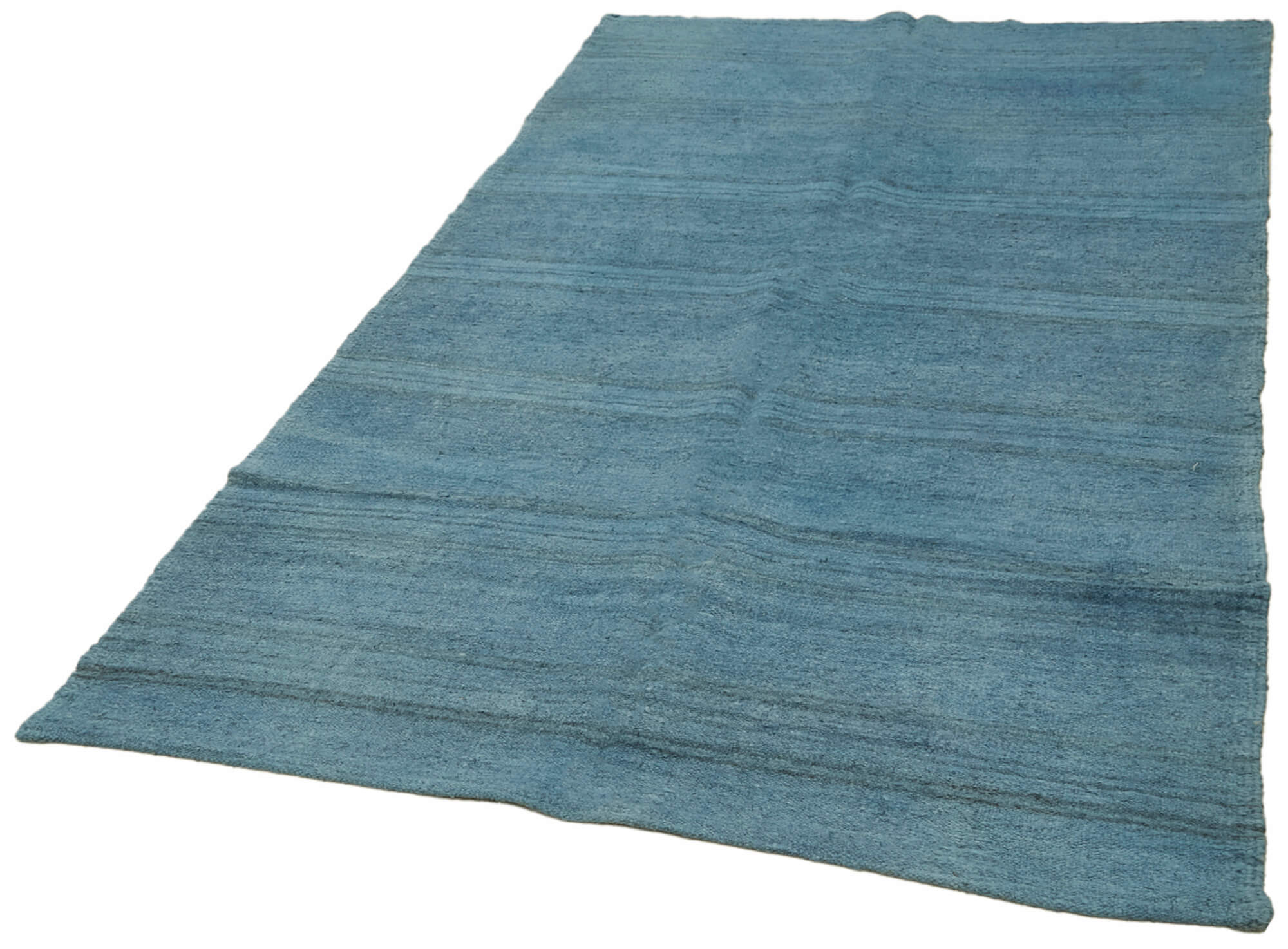 Handmade Hemp Rug – Blue Geometric Area Rug | Vintage Turkish Carpet 5'2''x9'0''