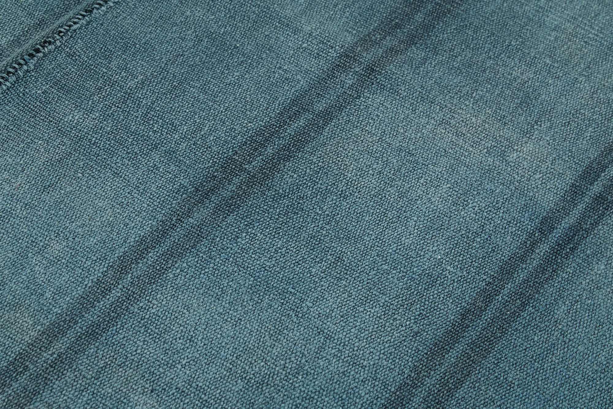 Handmade Hemp Rug – Blue Geometric Area Rug with Durable Hemp Fiber & Wool Blend 5'x6'7"