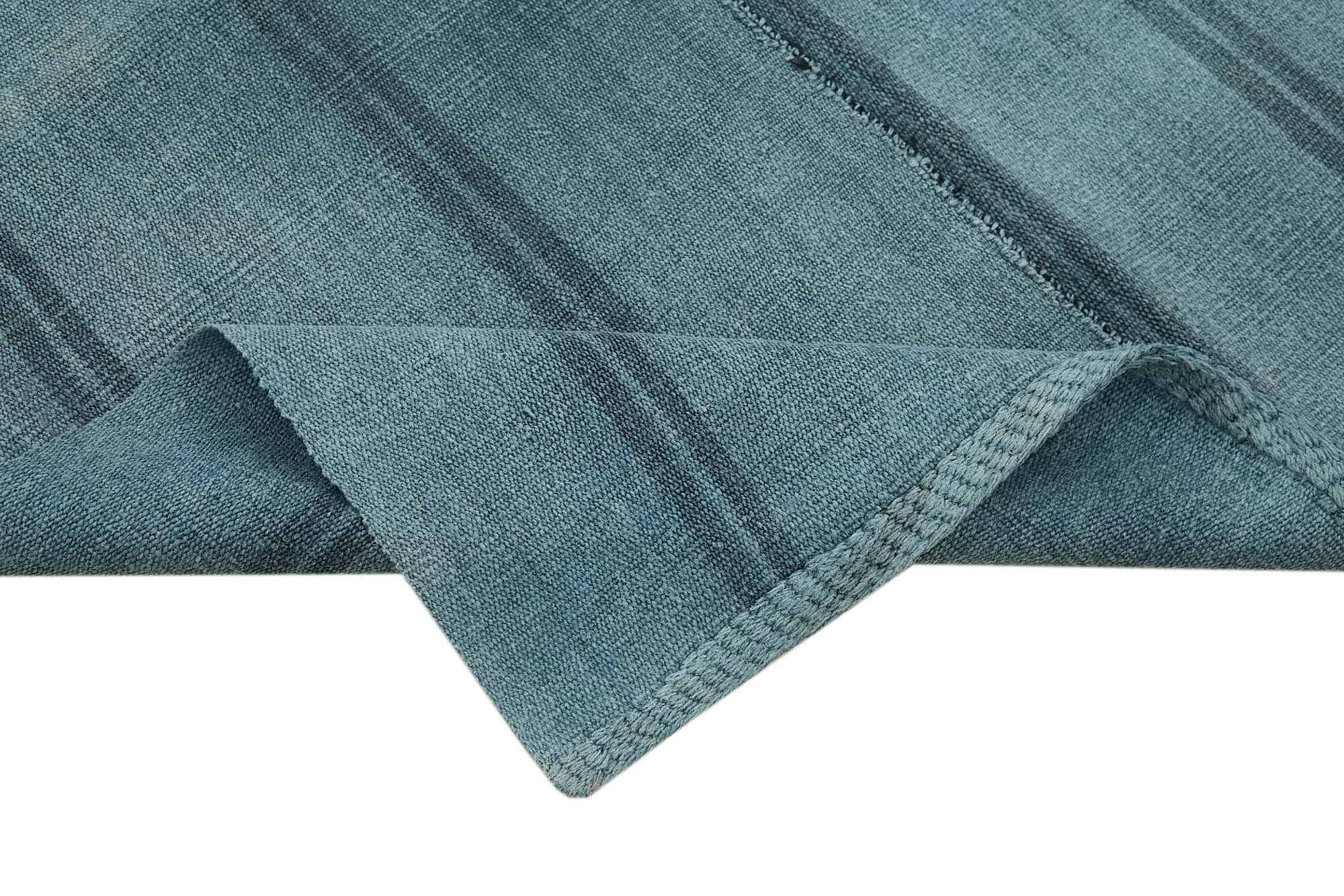 Handmade Hemp Rug – Blue Geometric Area Rug with Durable Hemp Fiber & Wool Blend 5'x6'7"
