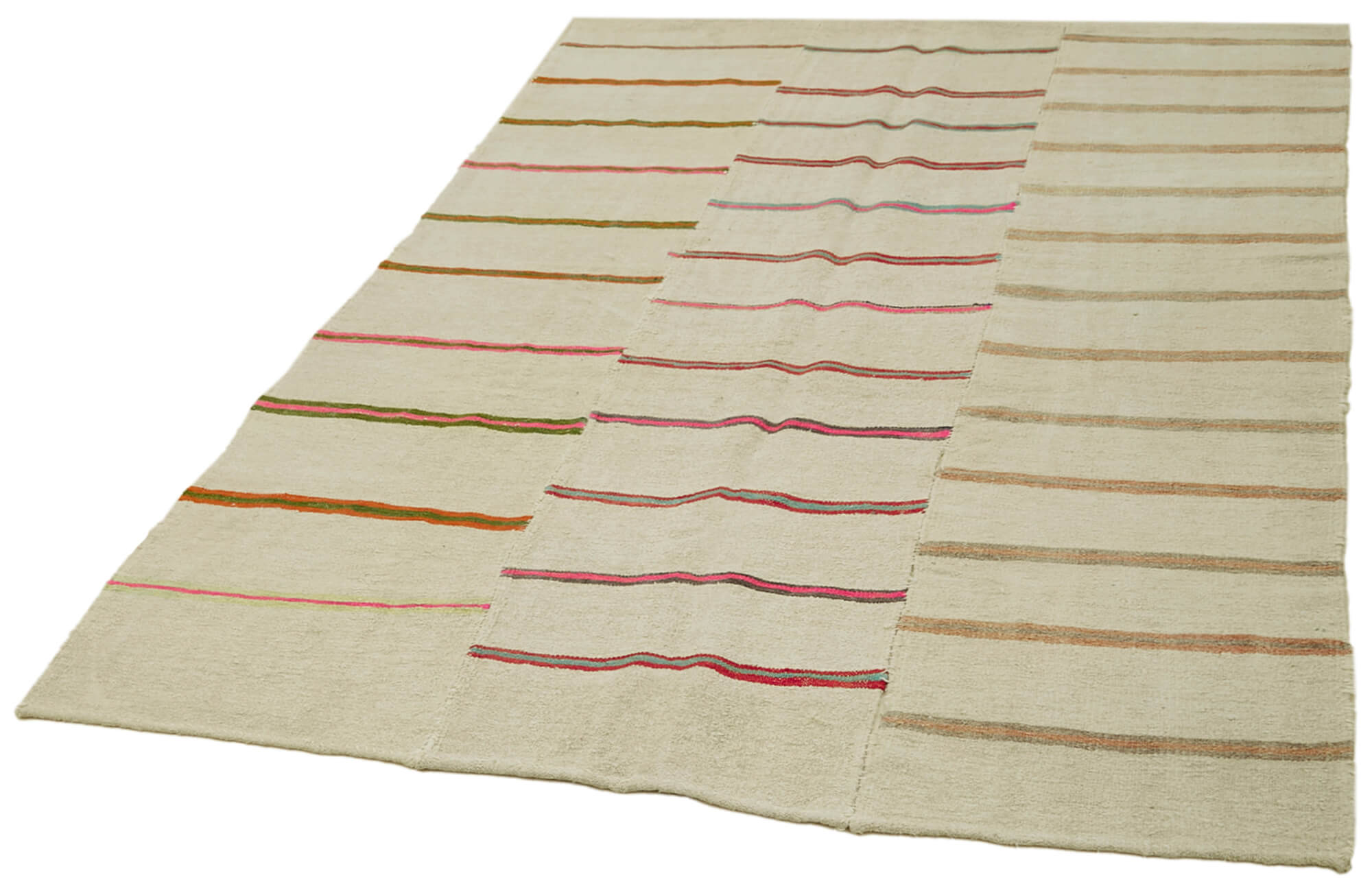 Handmade Hemp Rug – White Geometric Area Rug | Turkish Hand Knotted, Durable Soft Wool