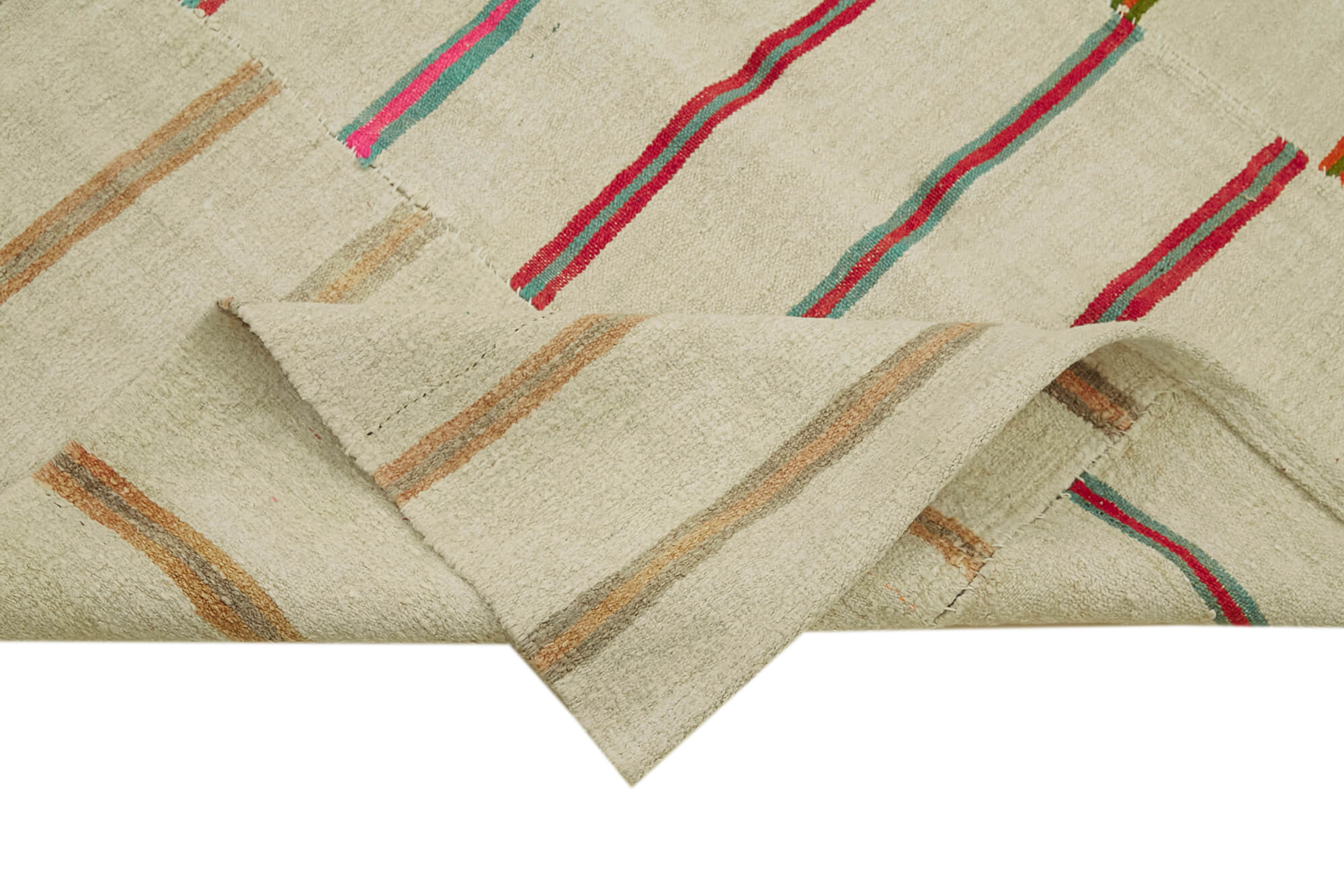 Handmade Hemp Rug – White Geometric Area Rug | Turkish Hand Knotted, Durable Soft Wool