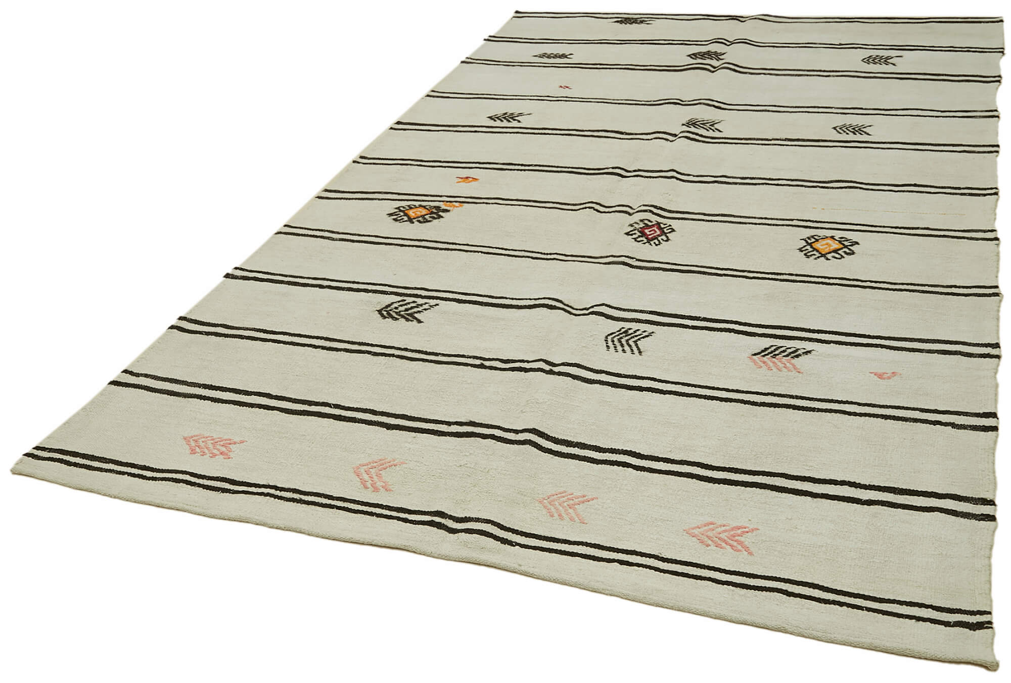 Handmade Hemp Rug – Beige Wool Carpet | Geometric Area Rug for Living Room
