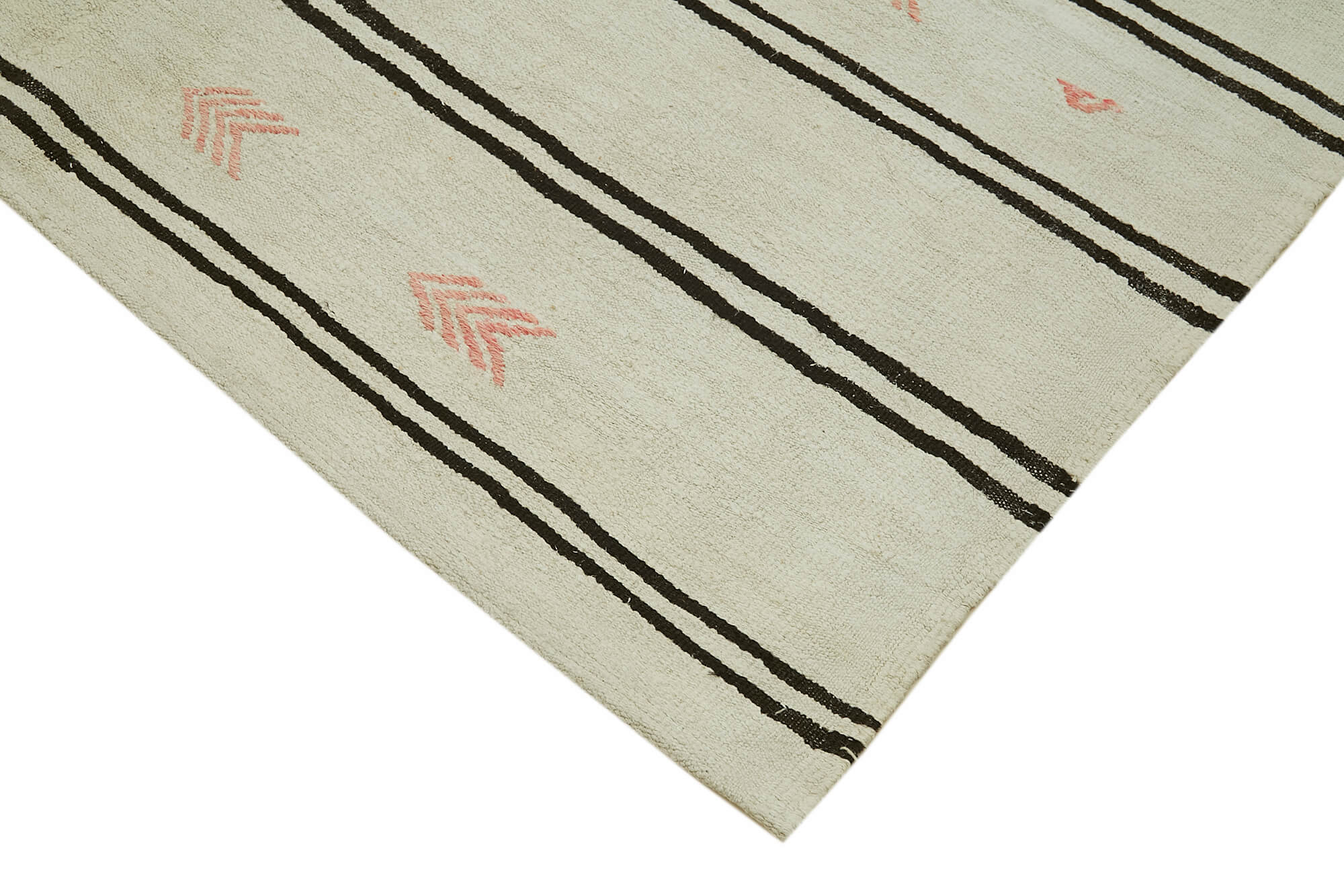 Handmade Hemp Rug – Beige Wool Carpet | Geometric Area Rug for Living Room