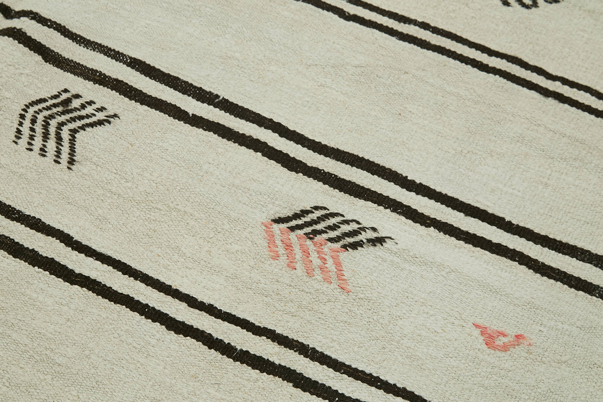 Handmade Hemp Rug – Beige Wool Carpet | Geometric Area Rug for Living Room