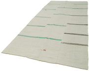 Handmade Hemp Rug - Kendir Beige Geometric Area Rug 5'5'' x 12'10'' Eco Friendly