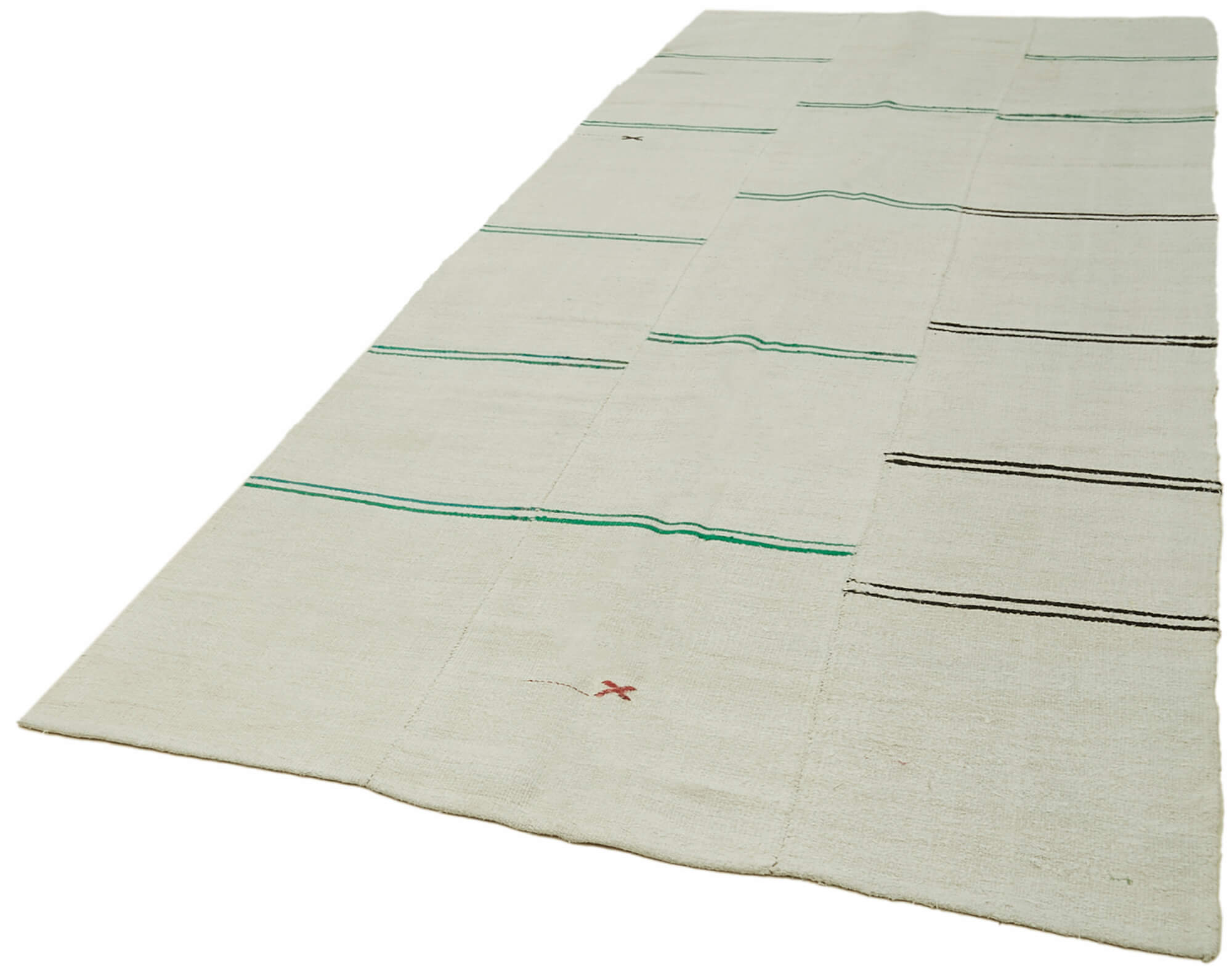 Handmade Hemp Rug - Kendir Beige Geometric Area Rug 5'5'' x 12'10'' Eco Friendly