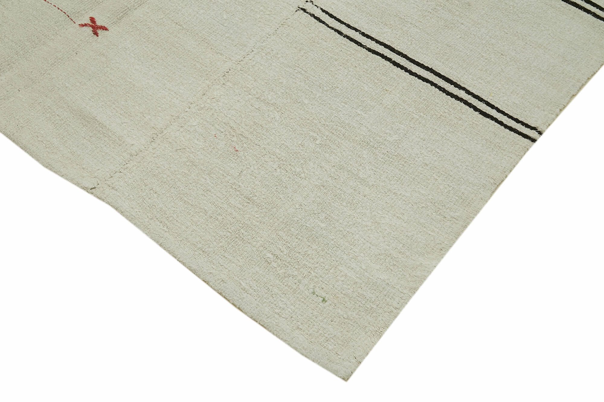 Handmade Hemp Rug - Kendir Beige Geometric Area Rug 5'5'' x 12'10'' Eco Friendly