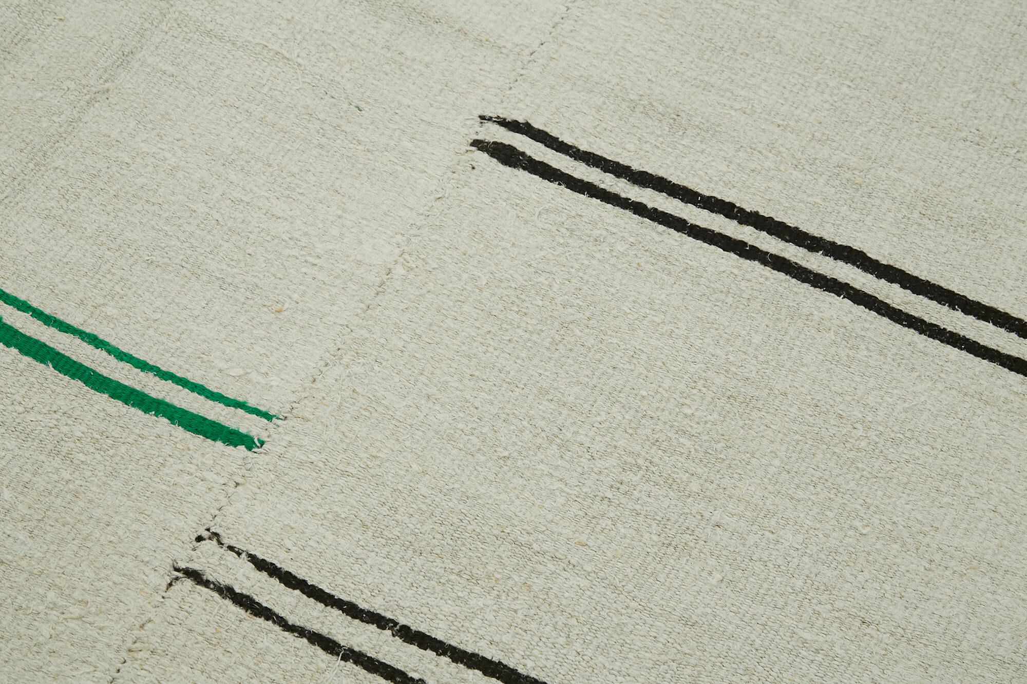Handmade Hemp Rug - Kendir Beige Geometric Area Rug 5'5'' x 12'10'' Eco Friendly