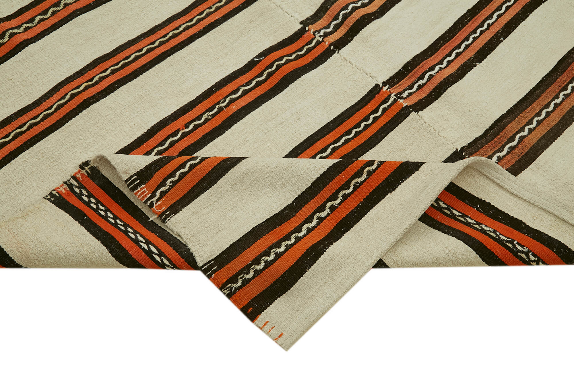 Handmade Hemp Rug – Kendir White Geometric Area Rug With Soft Wool Carpet
