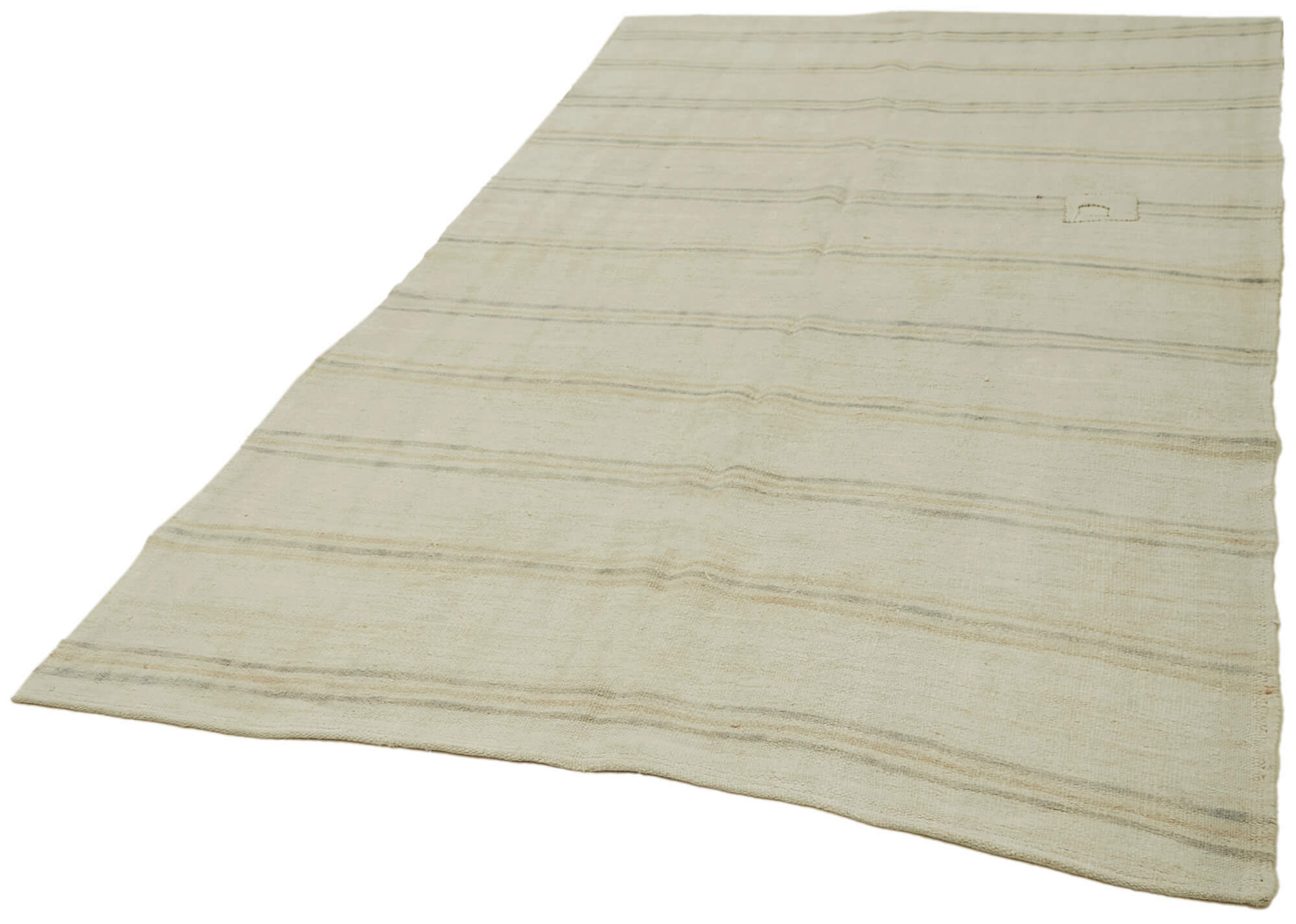 Handmade Hemp Rug – Beige Geometric Area Rug | Vintage Turkish Carpet, Durable Floor Covering
