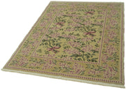 Handmade Wool Cotton Rug – Tebriz Green Classic 4'1''x5'11'' Vintage Area Rug