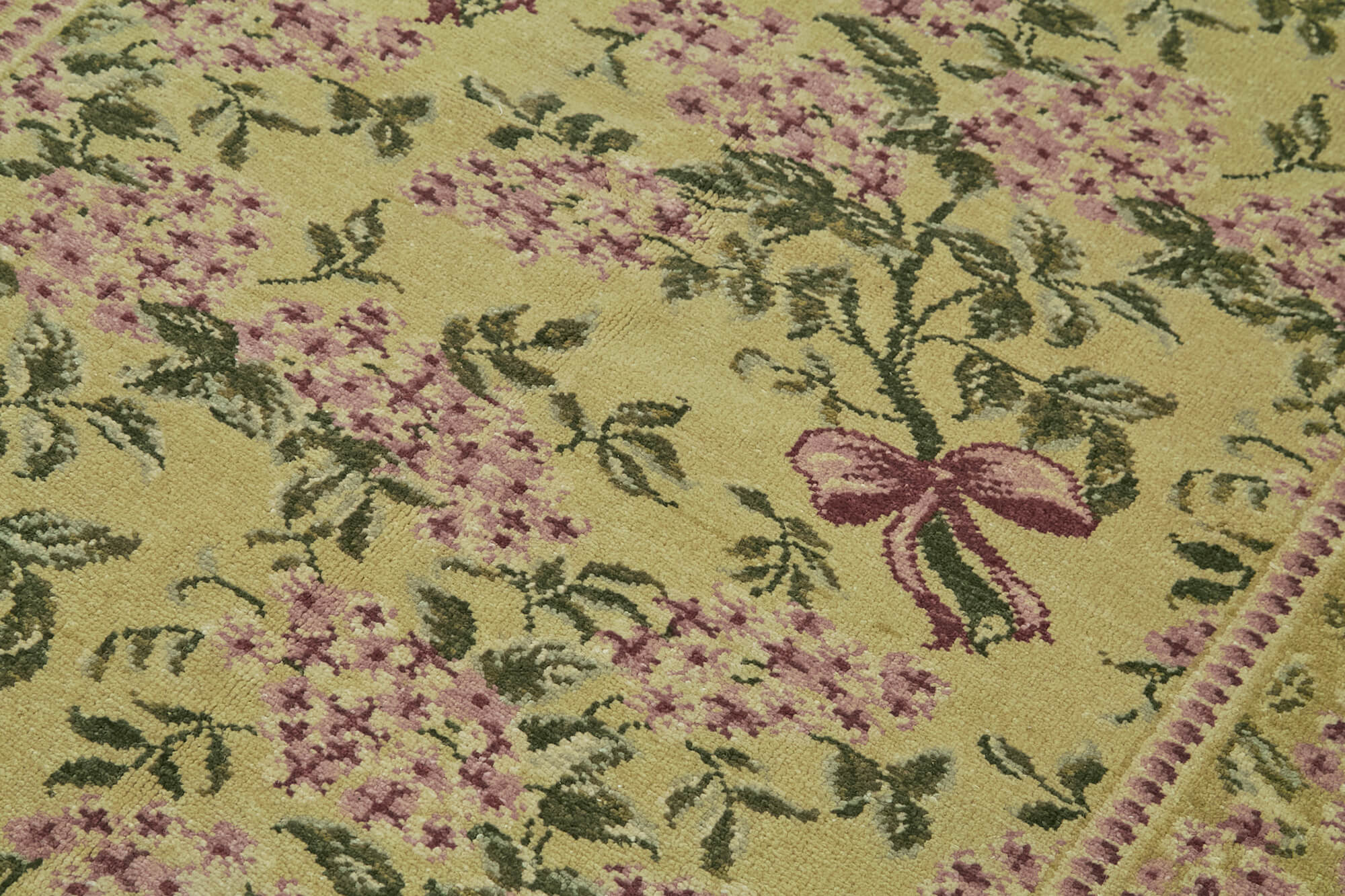 Handmade Wool Cotton Rug – Tebriz Green Classic 4'1''x5'11'' Vintage Area Rug