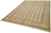 Handmade Wool Cotton Rug – Classic Beige Turkish Area Rug 6'11''x9'5'' | Durable Soft Texture