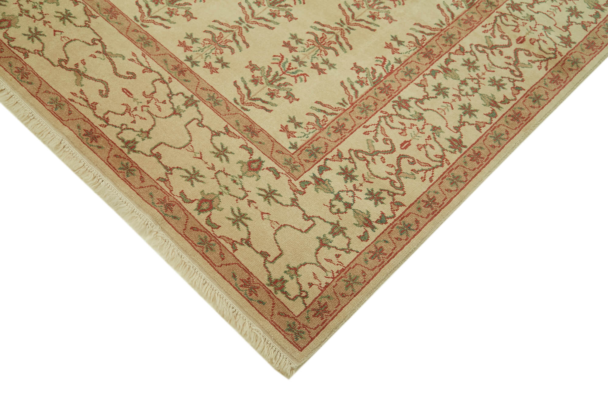 Handmade Wool Cotton Rug – Classic Beige Turkish Area Rug 6'11''x9'5'' | Durable Soft Texture