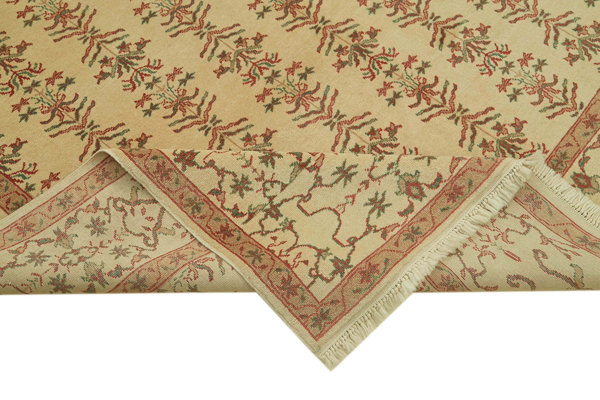 Handmade Wool Cotton Rug – Classic Beige Turkish Area Rug 6'11''x9'5'' | Durable Soft Texture