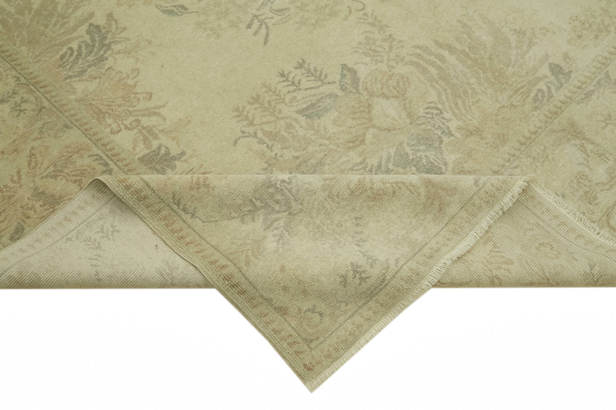 Handmade Wool Cotton Rug - Classic Beige Turkish Hand Knotted Area Rug 6'8''x8'10''