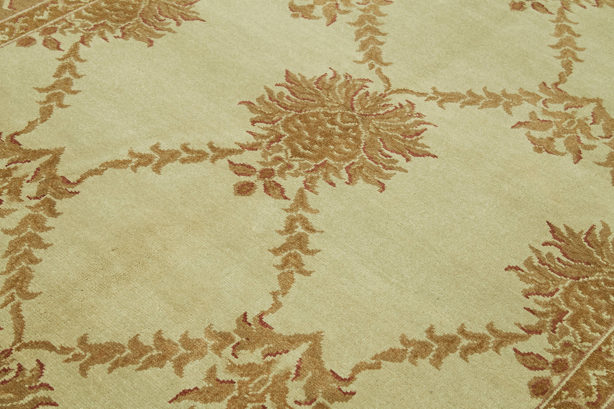 Handmade Wool Cotton Rug – Classic Beige Vintage Turkish Carpet 6'8''x10'1''