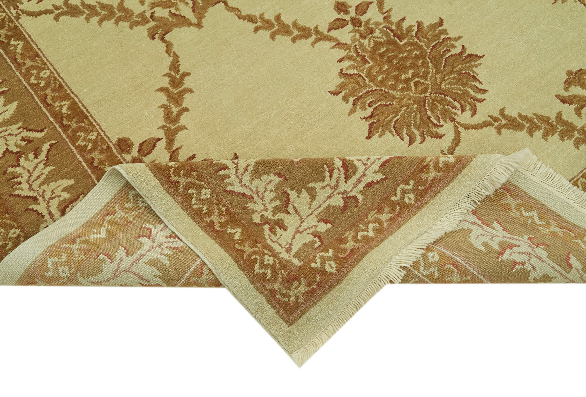 Handmade Wool Cotton Rug – Classic Beige Vintage Turkish Carpet 6'8''x10'1''