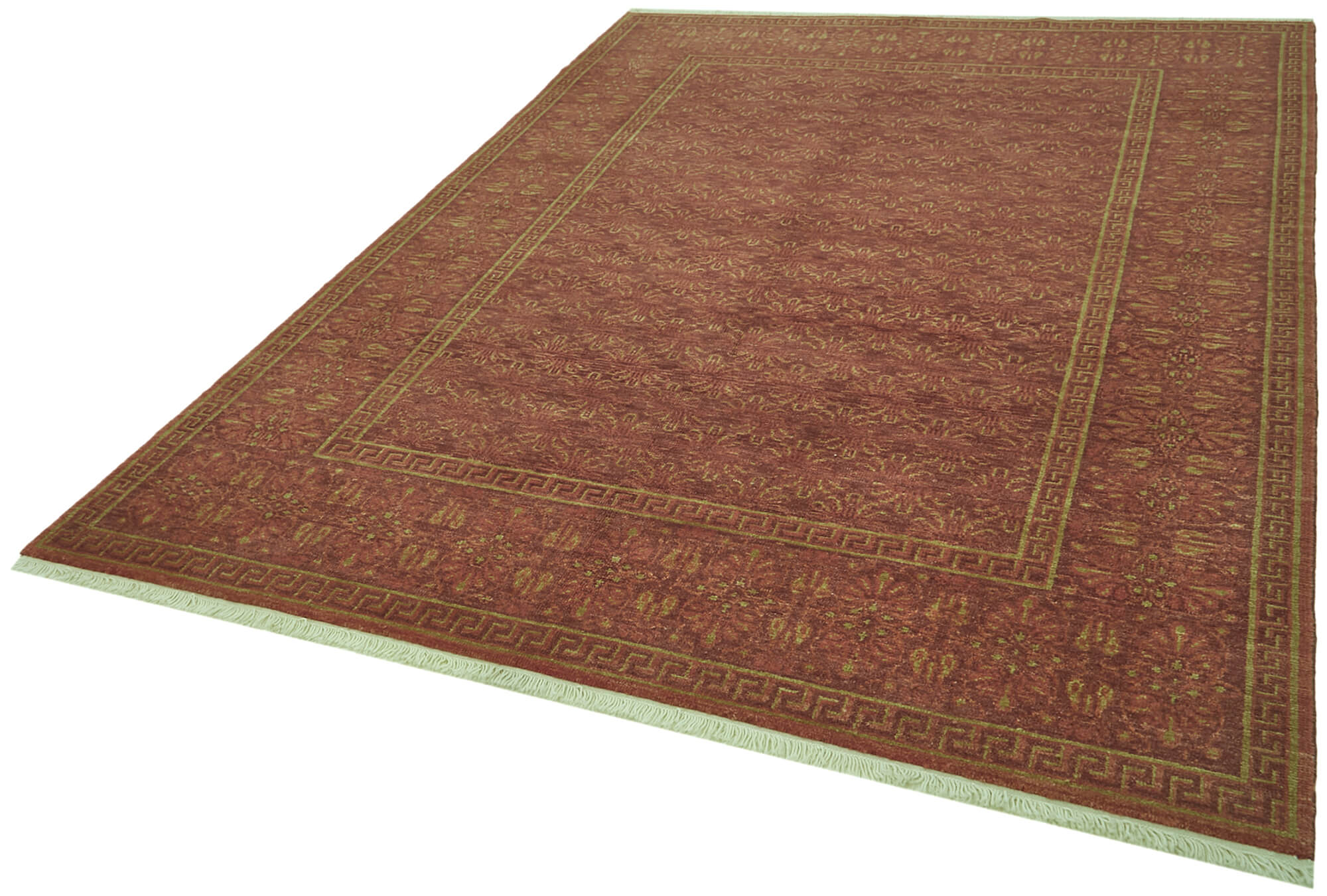 Handmade Wool Cotton Rug – Tebriz Classic Red Vintage Area Rug 6x9 Feet