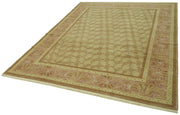 Handmade Wool Cotton Rug – Classic Beige Carpet | Vintage Turkish Hand Knotted Area Rug 6'8''x9'