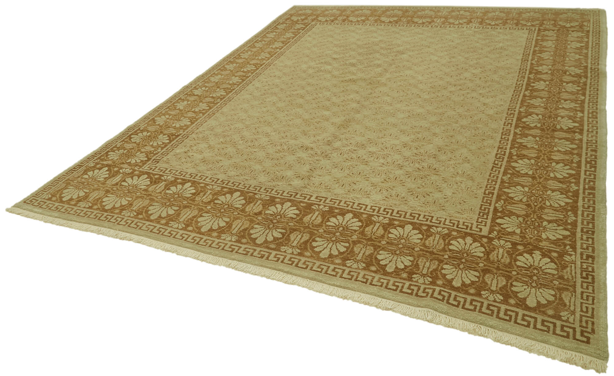 Handmade Wool Cotton Rug – Classic Beige Turkish Area Rug 8'2" x 10'7"