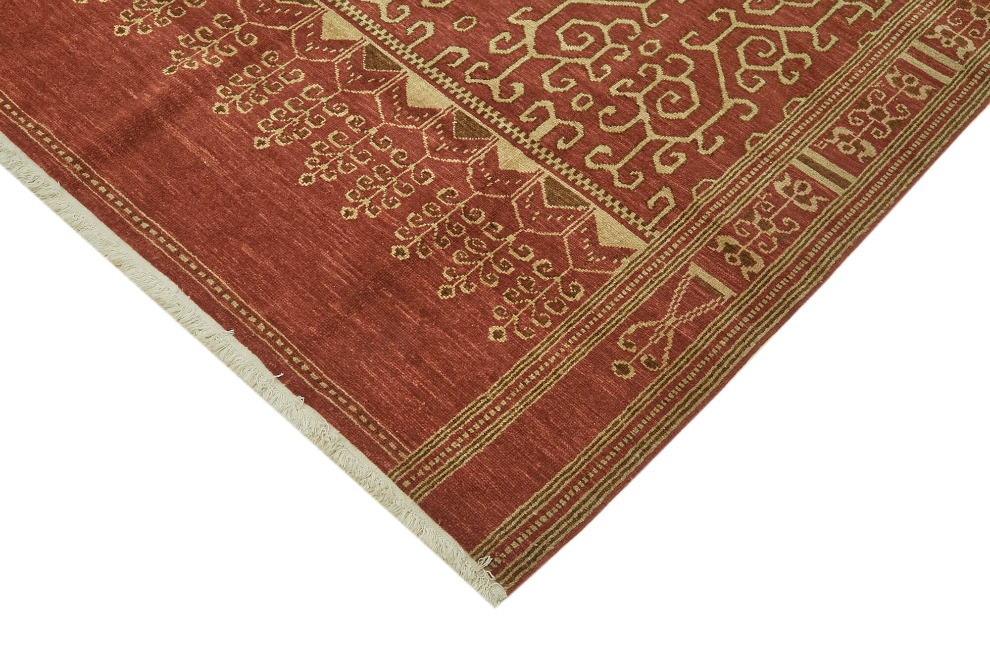 Handmade Wool Cotton Rug – Tebriz Classic Red 6x9 Wool Rug with Durable Cotton Weave