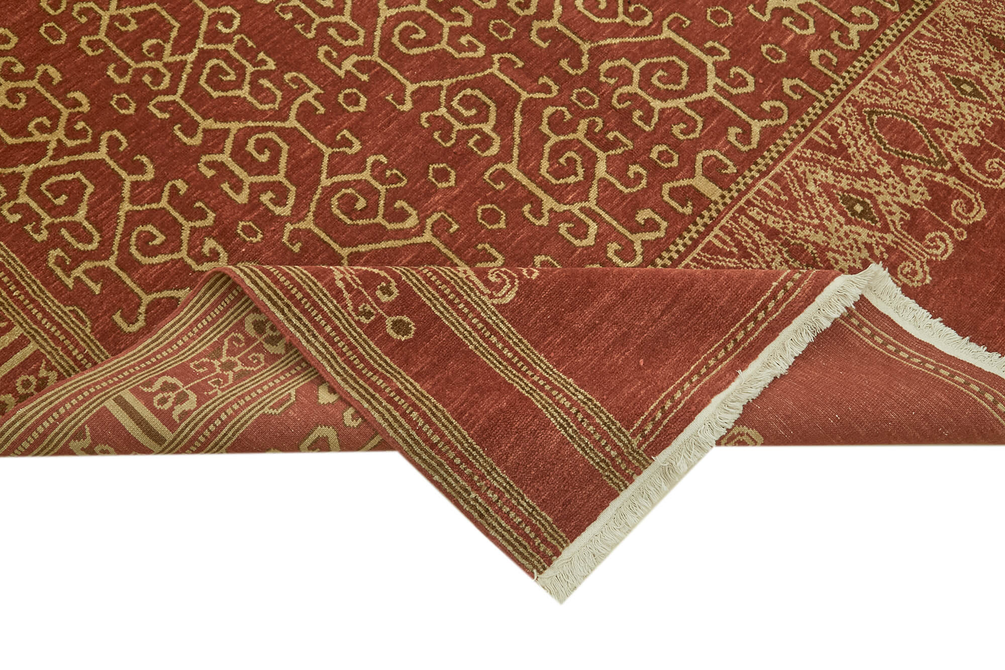 Handmade Wool Cotton Rug – Tebriz Classic Red 6x9 Wool Rug with Durable Cotton Weave