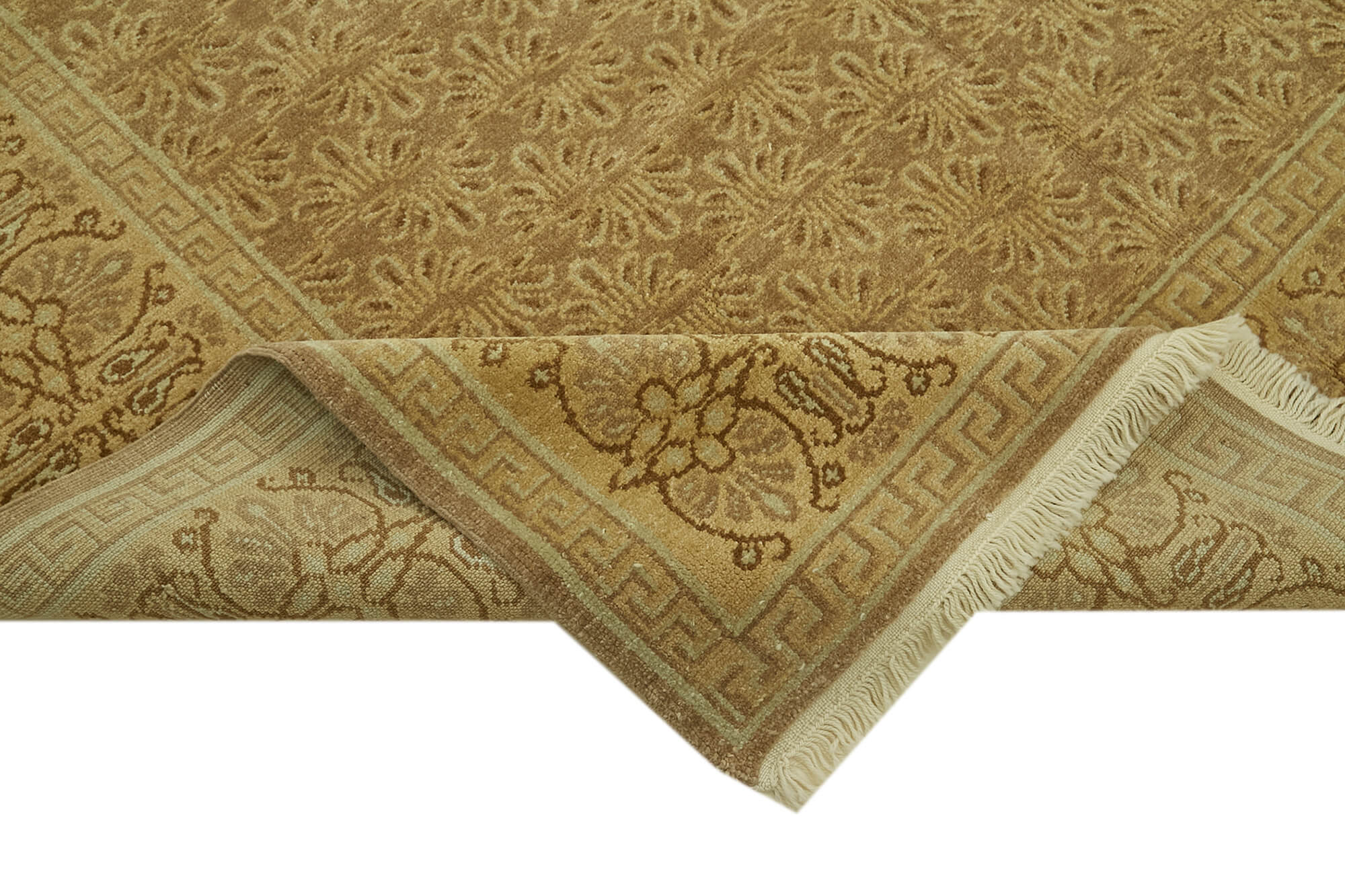 Handmade Wool Cotton Rug – Classic Wool Rug 6'8'' x 9'5'' Beige Woven Carpet