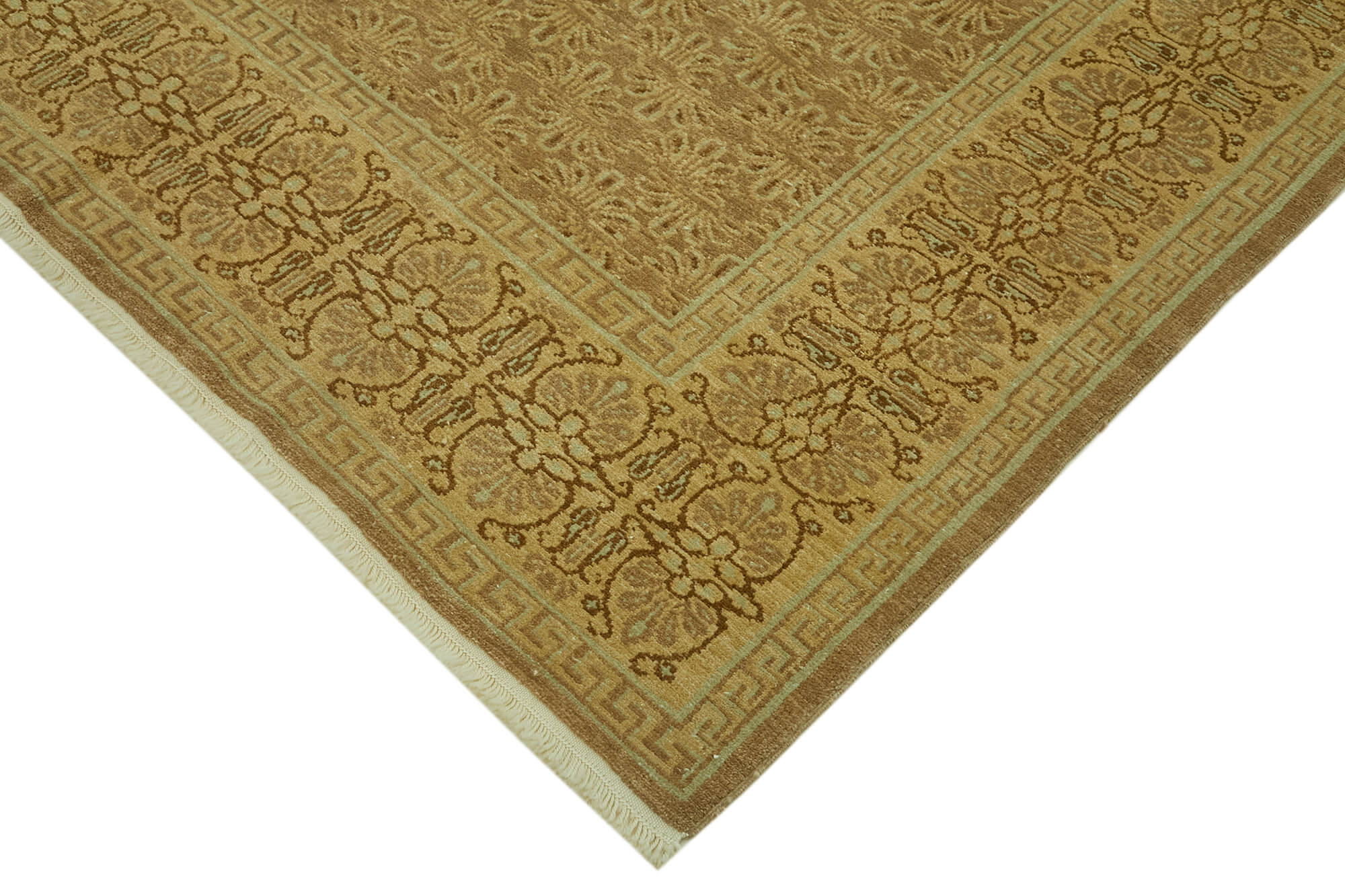 Handmade Wool Cotton Rug – Tebriz Classic Beige 6'6'' x 8'10'' Soft Texture Rug