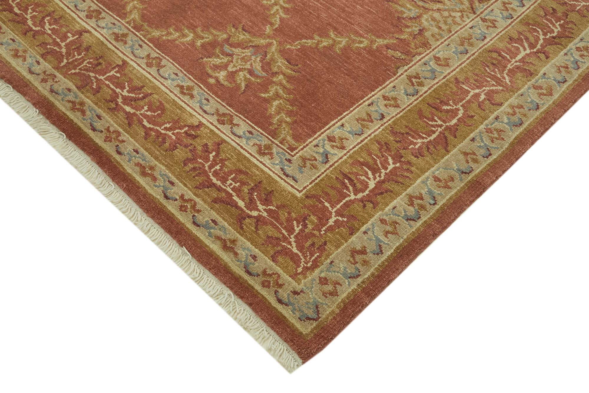 Handmade Wool Cotton Rug – Classic Red Wool Cotton Blend Carpet 5'9''x7'7''