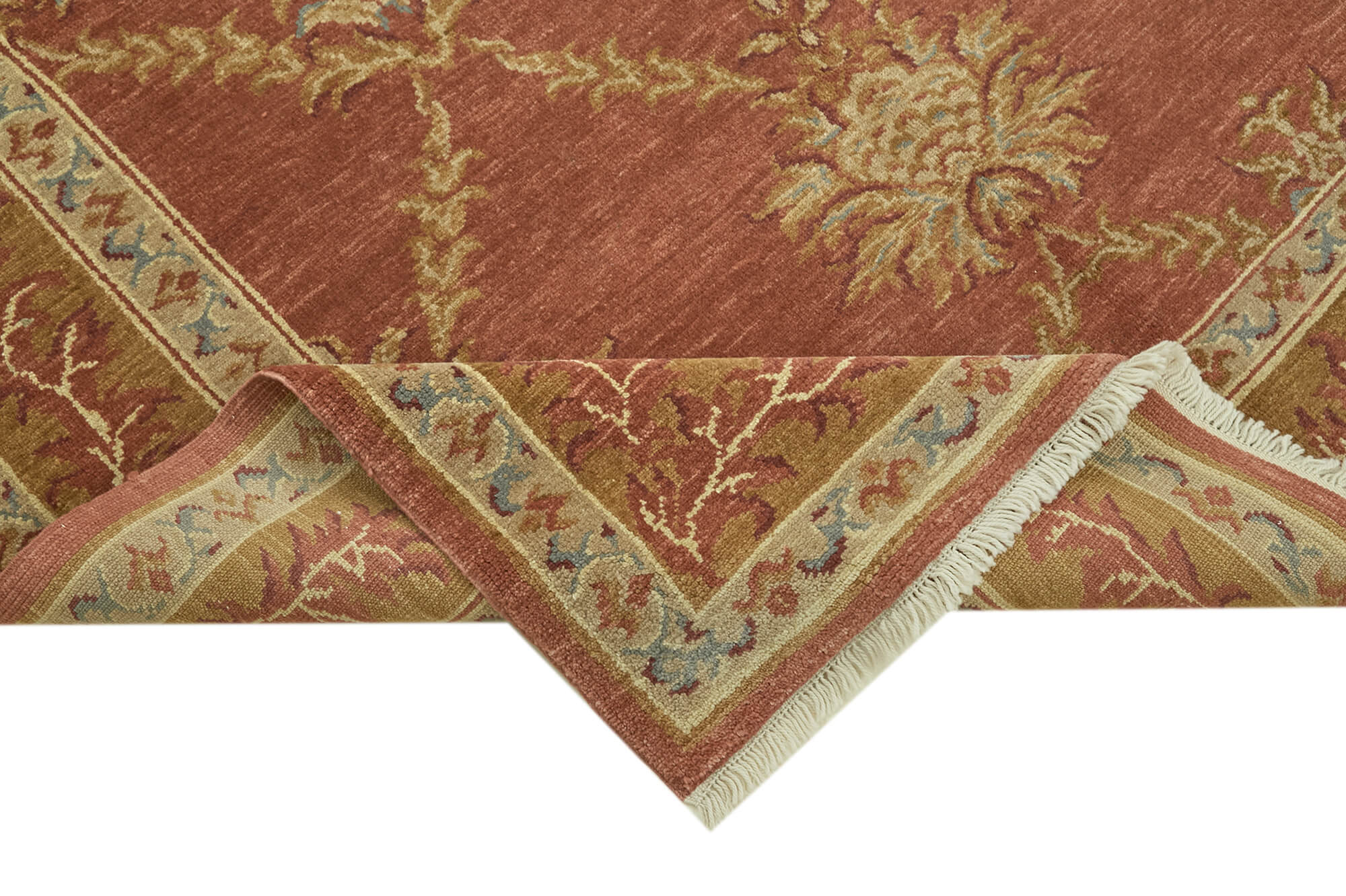 Handmade Wool Cotton Rug – Classic Red Wool Cotton Blend Carpet 5'9''x7'7''