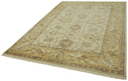 Handmade Wool Cotton Rug – Classic Beige Turkish Area Rug 6'9'' x 9'7''