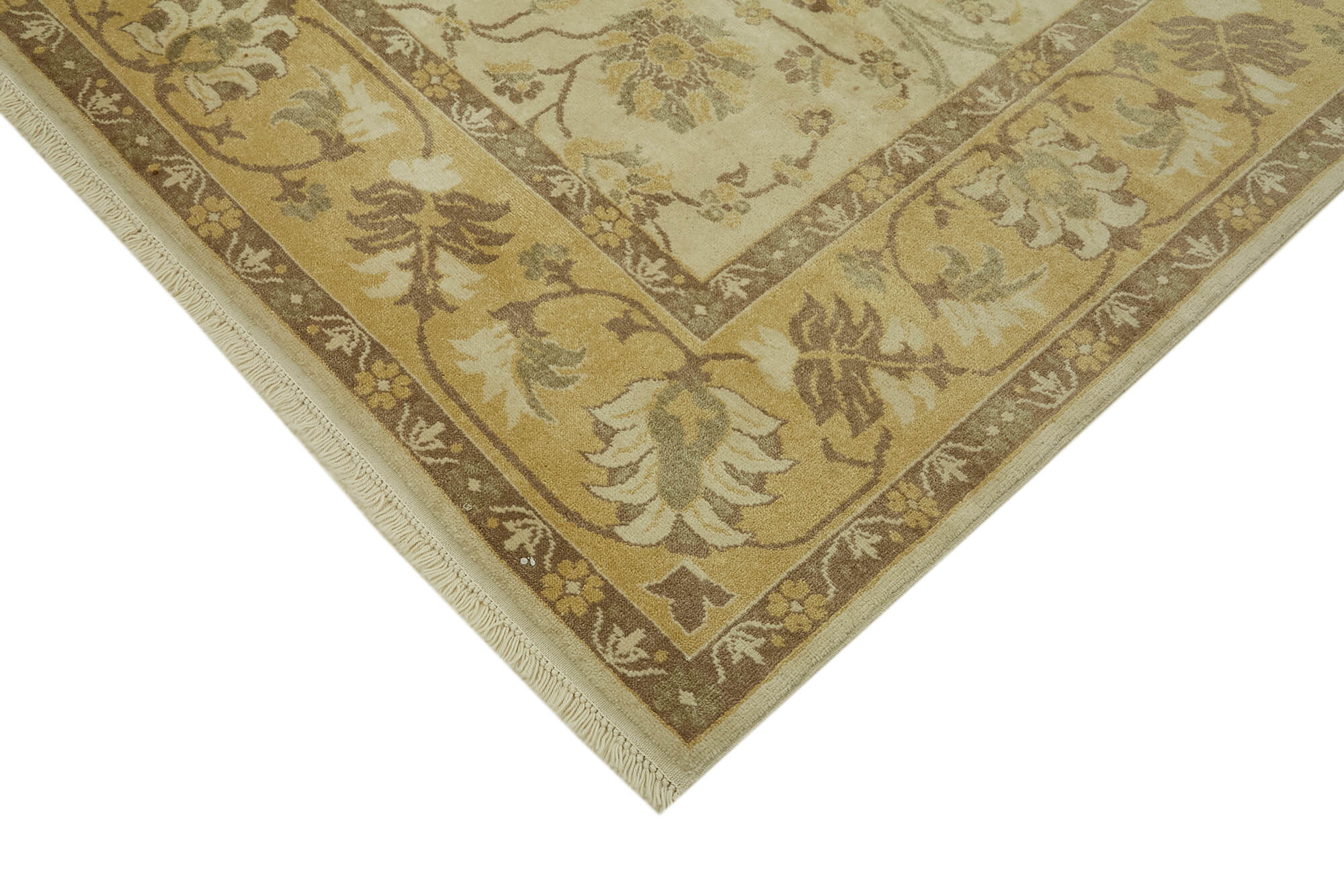 Handmade Wool Cotton Rug – Classic Beige Turkish Area Rug 6'9'' x 9'7''