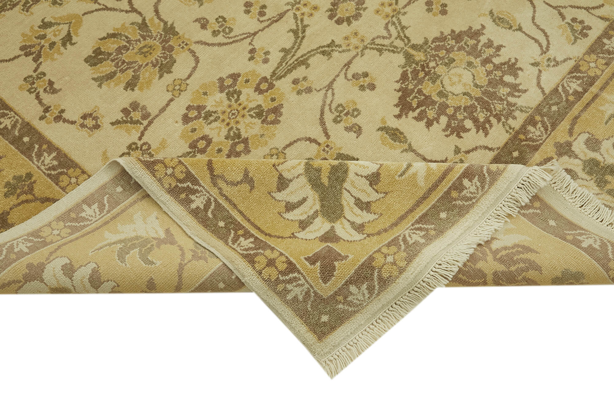 Handmade Wool Cotton Rug – Classic Beige Turkish Area Rug 6'9'' x 9'7''