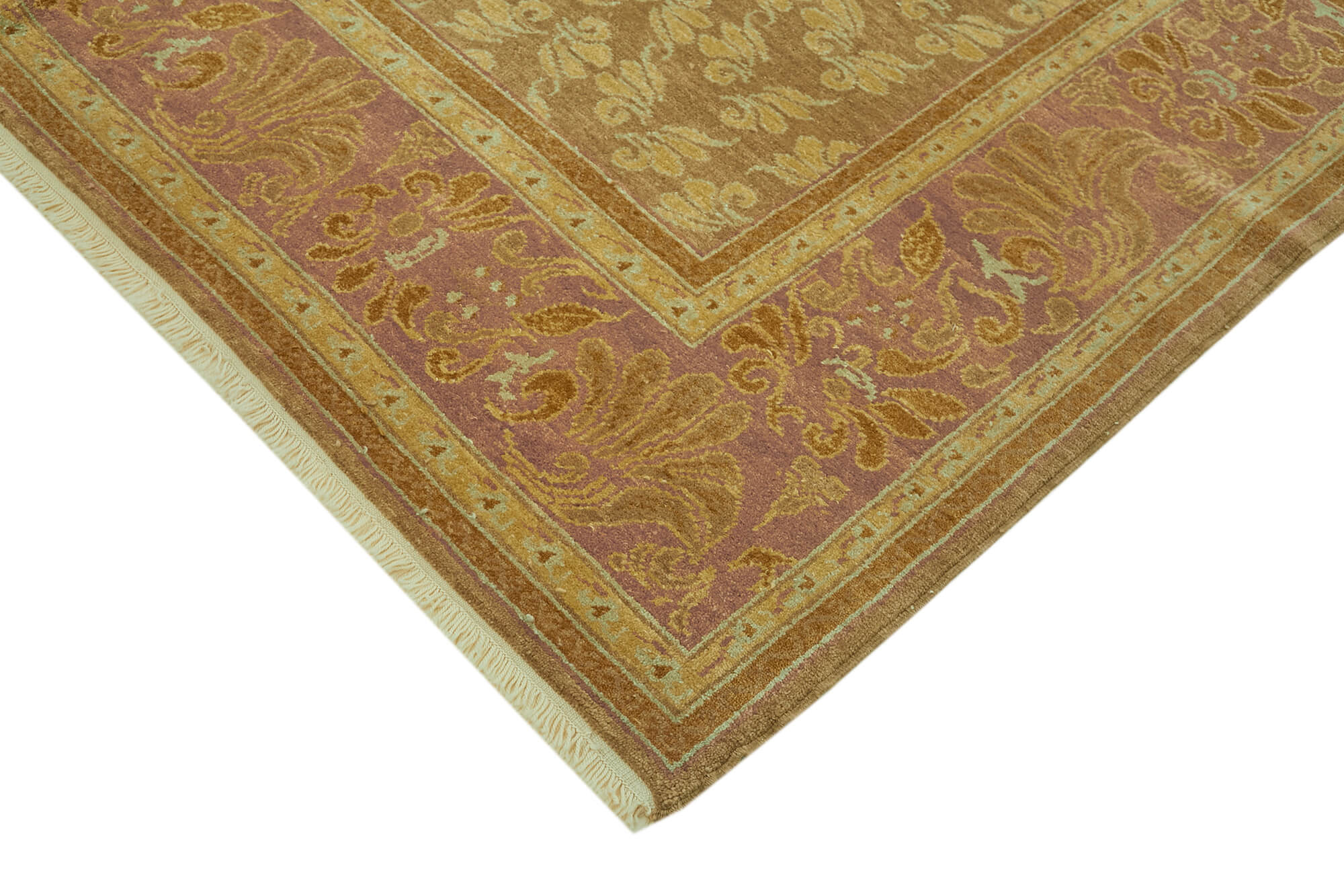 Handmade Wool Cotton Rug – Beige Classic Style Vintage Area Rug 7'10''x10'2''